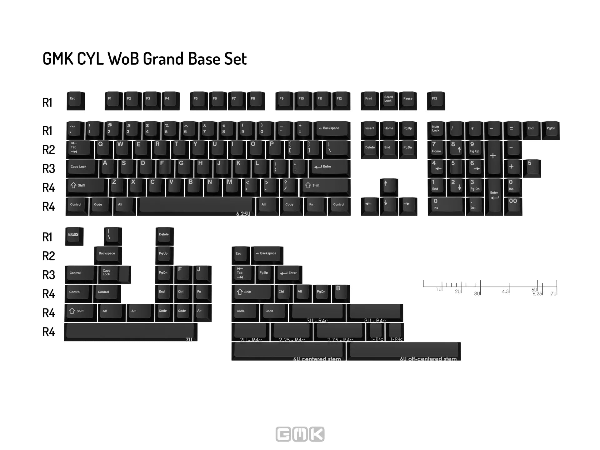 Apos Audio GMK Keycaps GMK WoB Keycap Set (White on Black) Grande Base Kit