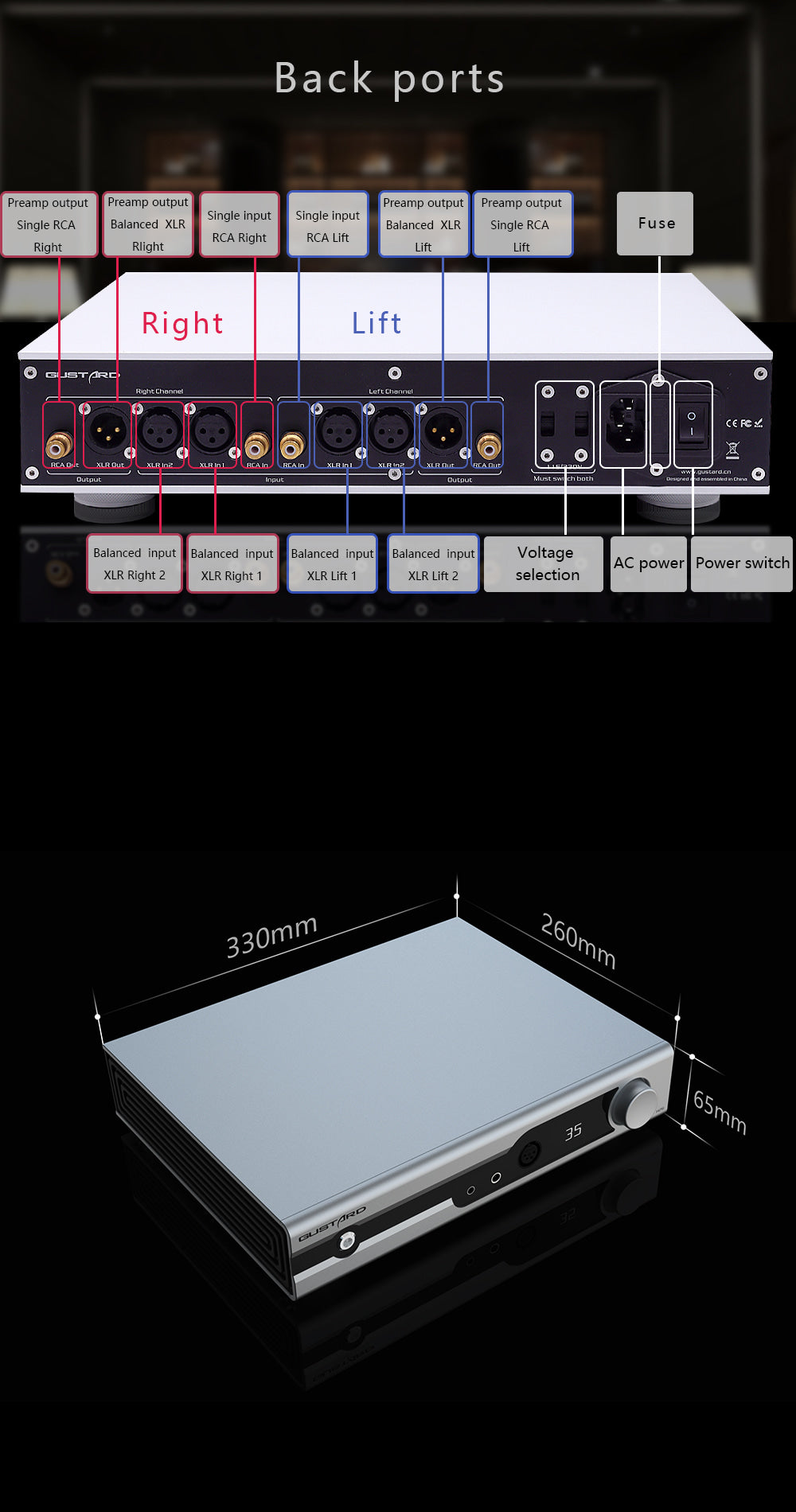 Apos Audio Gustard DAC (Digital-to-Analog Converter) GUSTARD H26 Fully-balanced Class-A Amplifier and Preamplifier