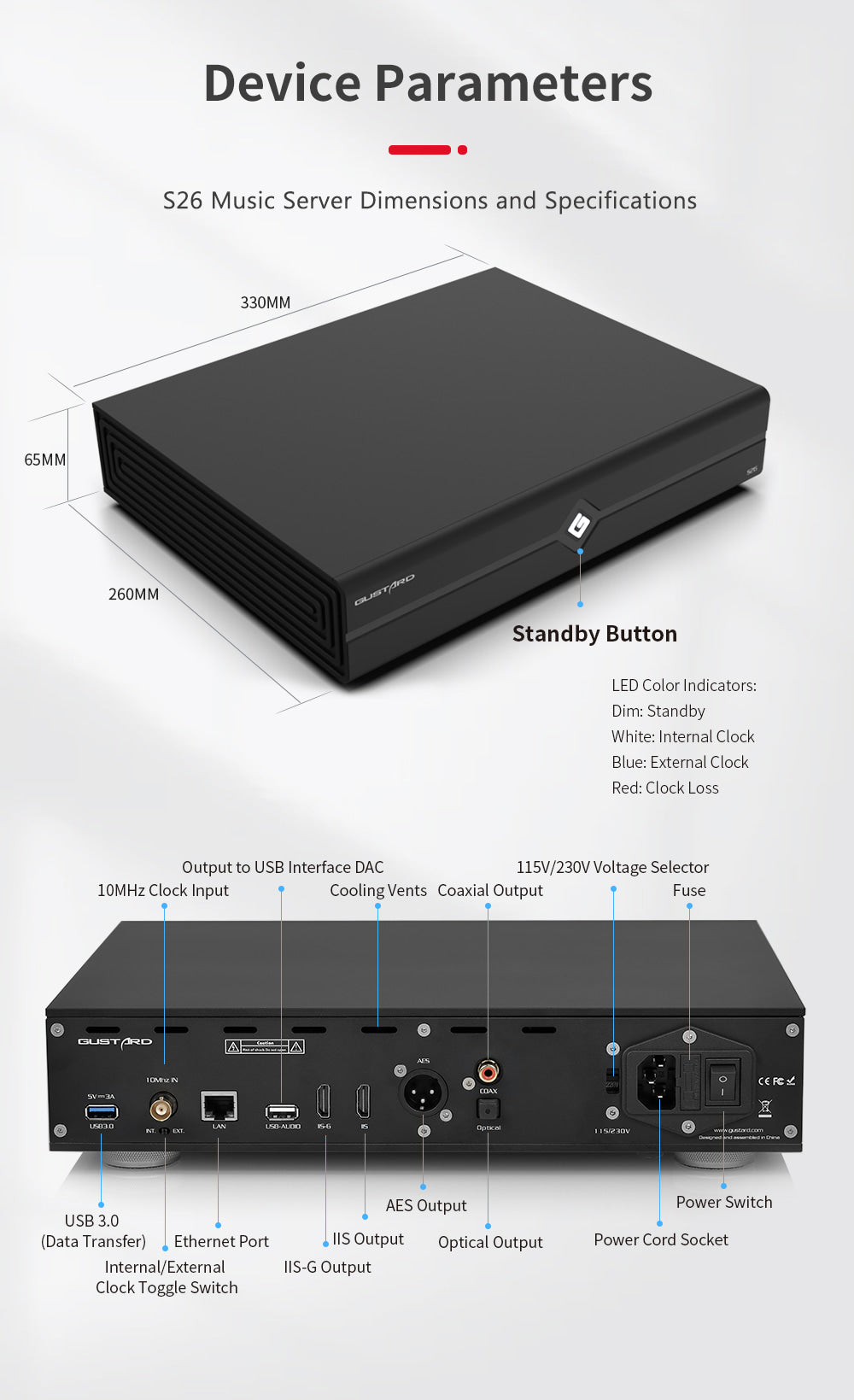Apos Audio Gustard Streaming Media Player GUSTARD S26 Music Server