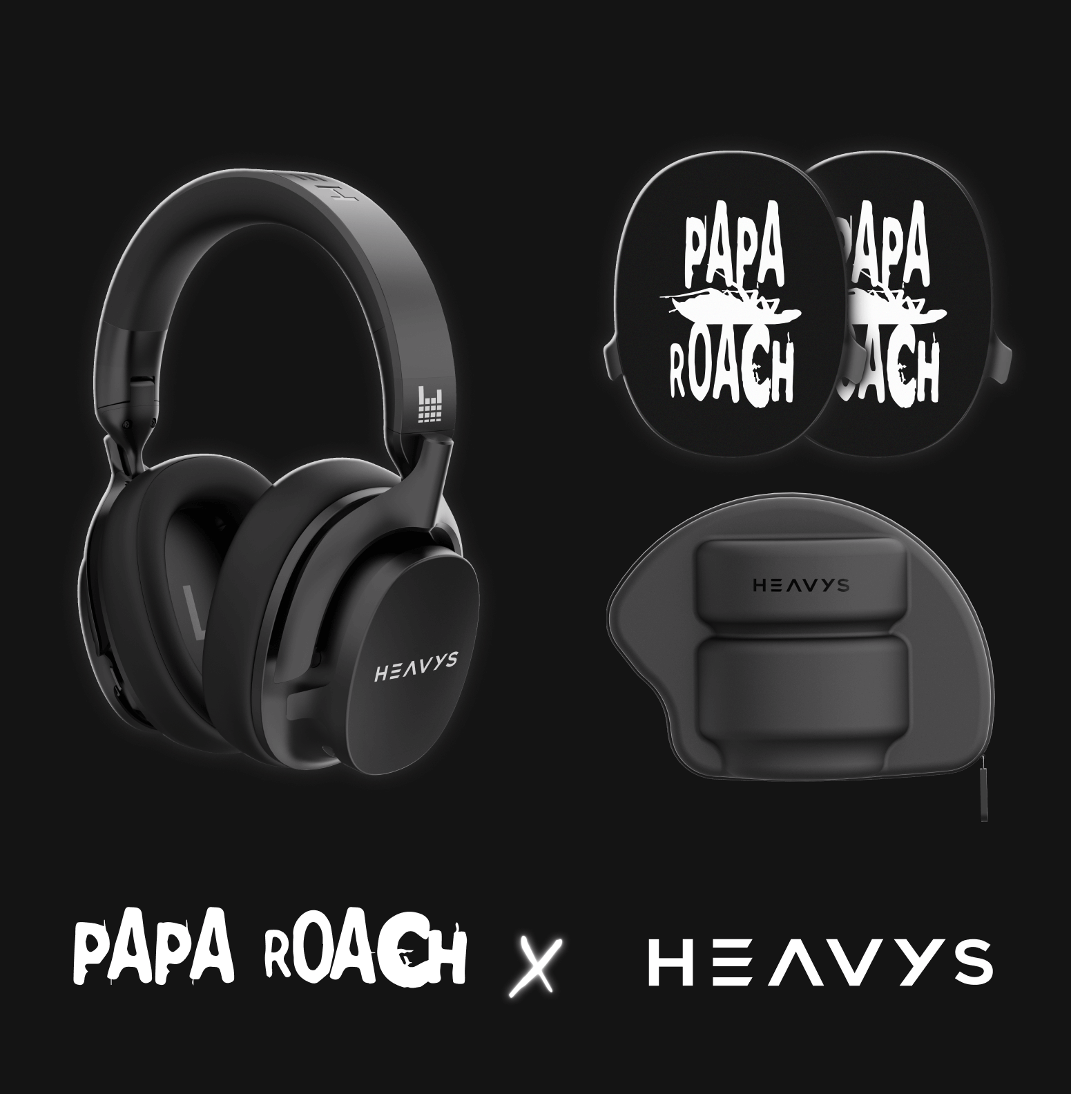 Apos Audio Heavys Accessory Papa Roach Official Shells + Heavys Headphones Bundle
