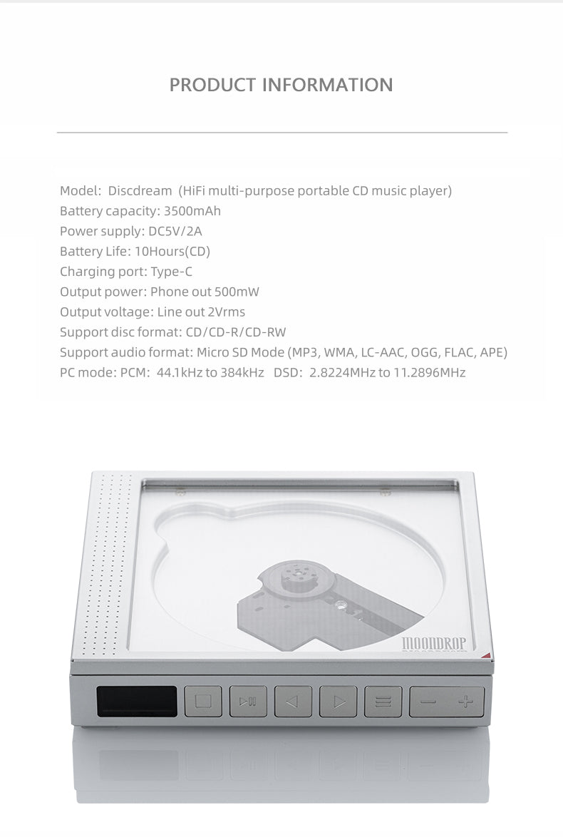 Apos Audio Moondrop CD Players & Recorders Moondrop Discdream Portable HiFi CD Player