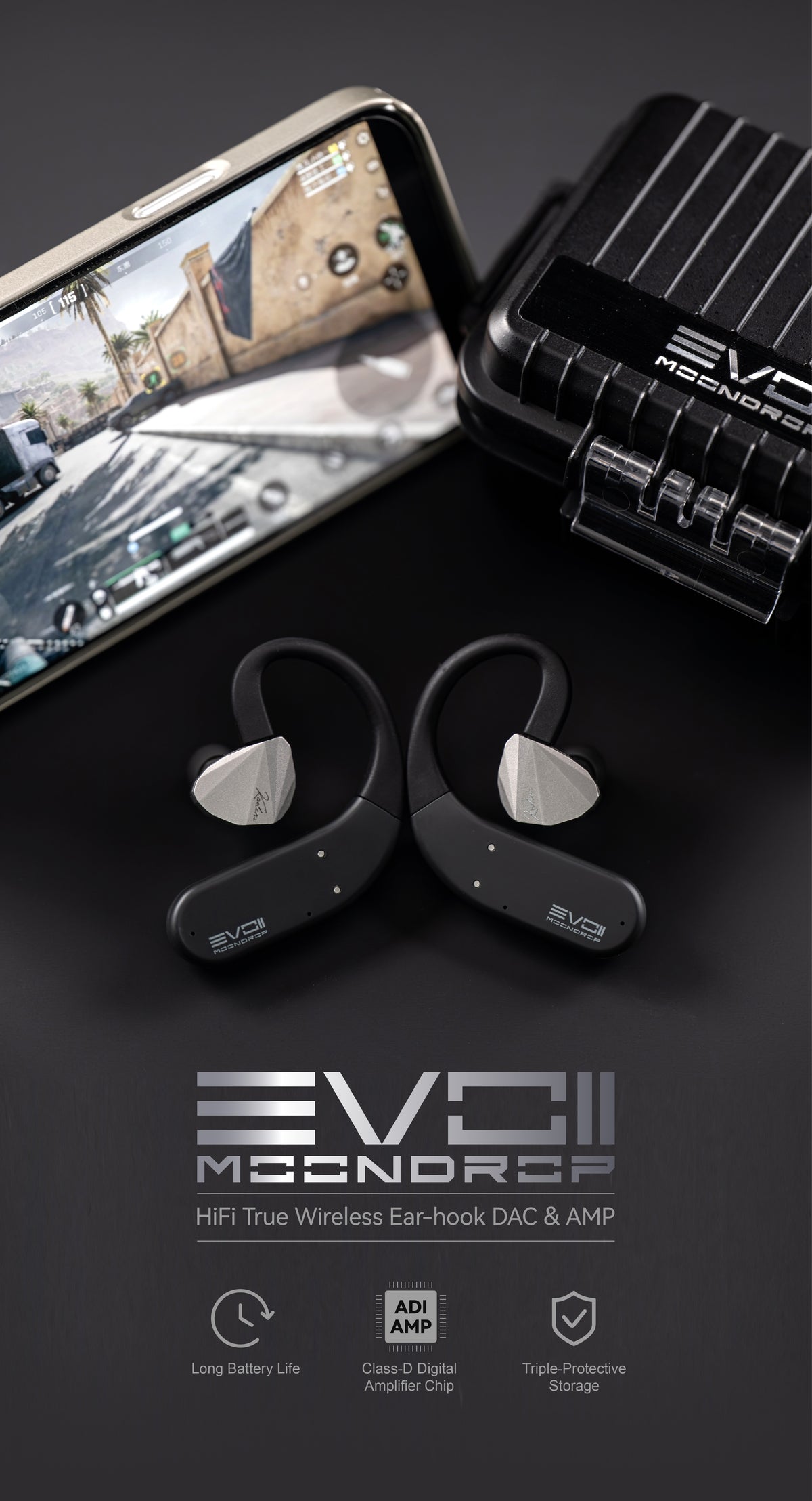 Apos Audio Moondrop Earphone / In-Ear Monitor (IEM) Moondrop EVO 2 True Wireless Ear-Hook DAC/amp