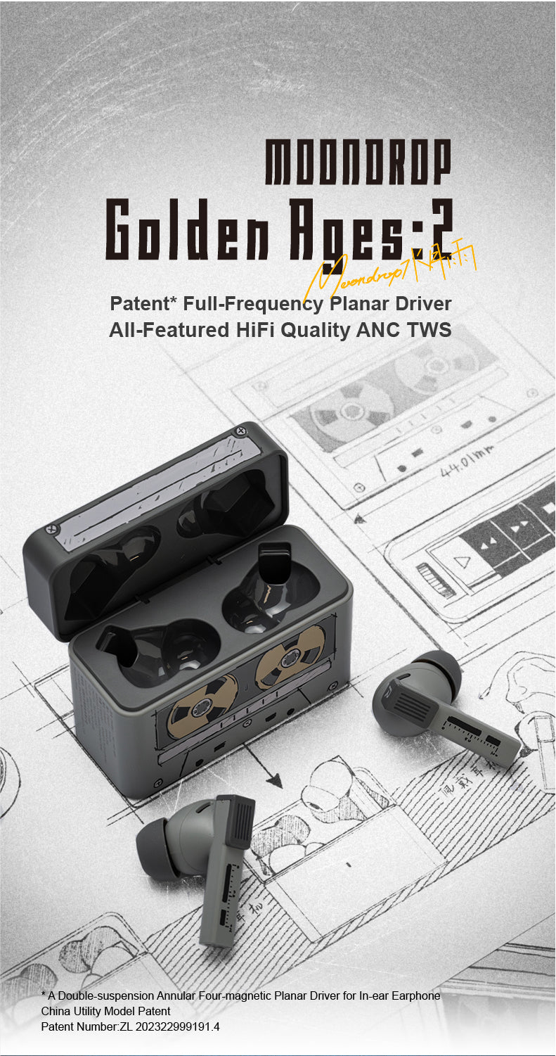 Apos Audio Moondrop Earphone / In-Ear Monitor (IEM) MOONDROP Golden Ages 2 ANC TWS IEMs