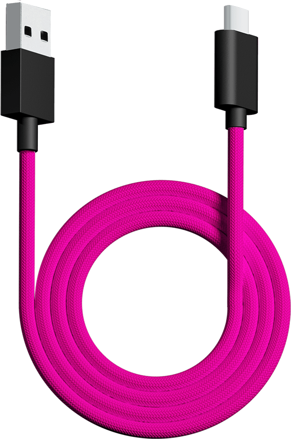 Apos Audio Pwnage Cables USB C Paracord Cable Charging Flexible Wired Cord usb a to c neon pink