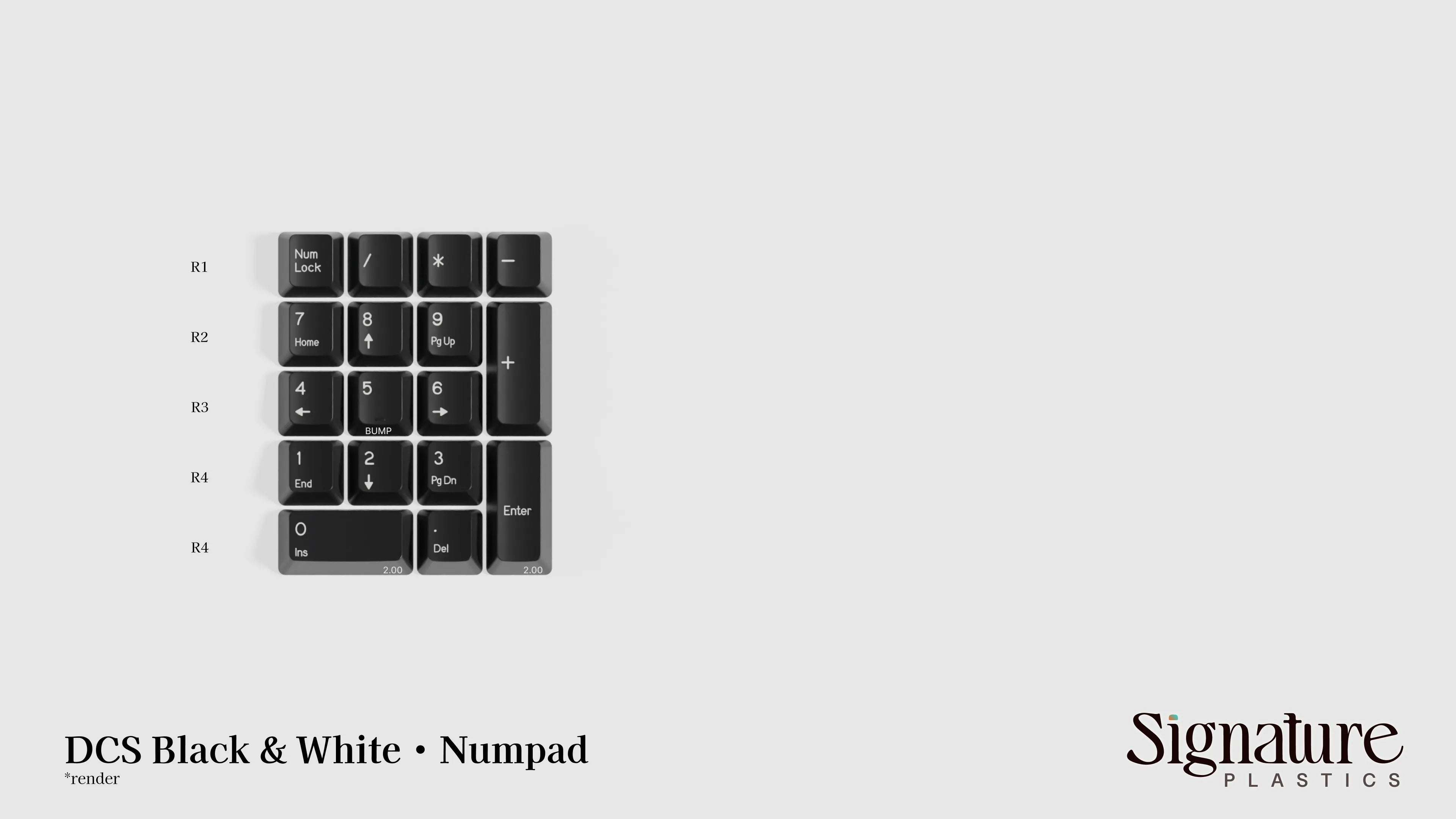 Apos Audio Signature Plastics Keycaps DCS Black & White Keycap Set Numpad / Black