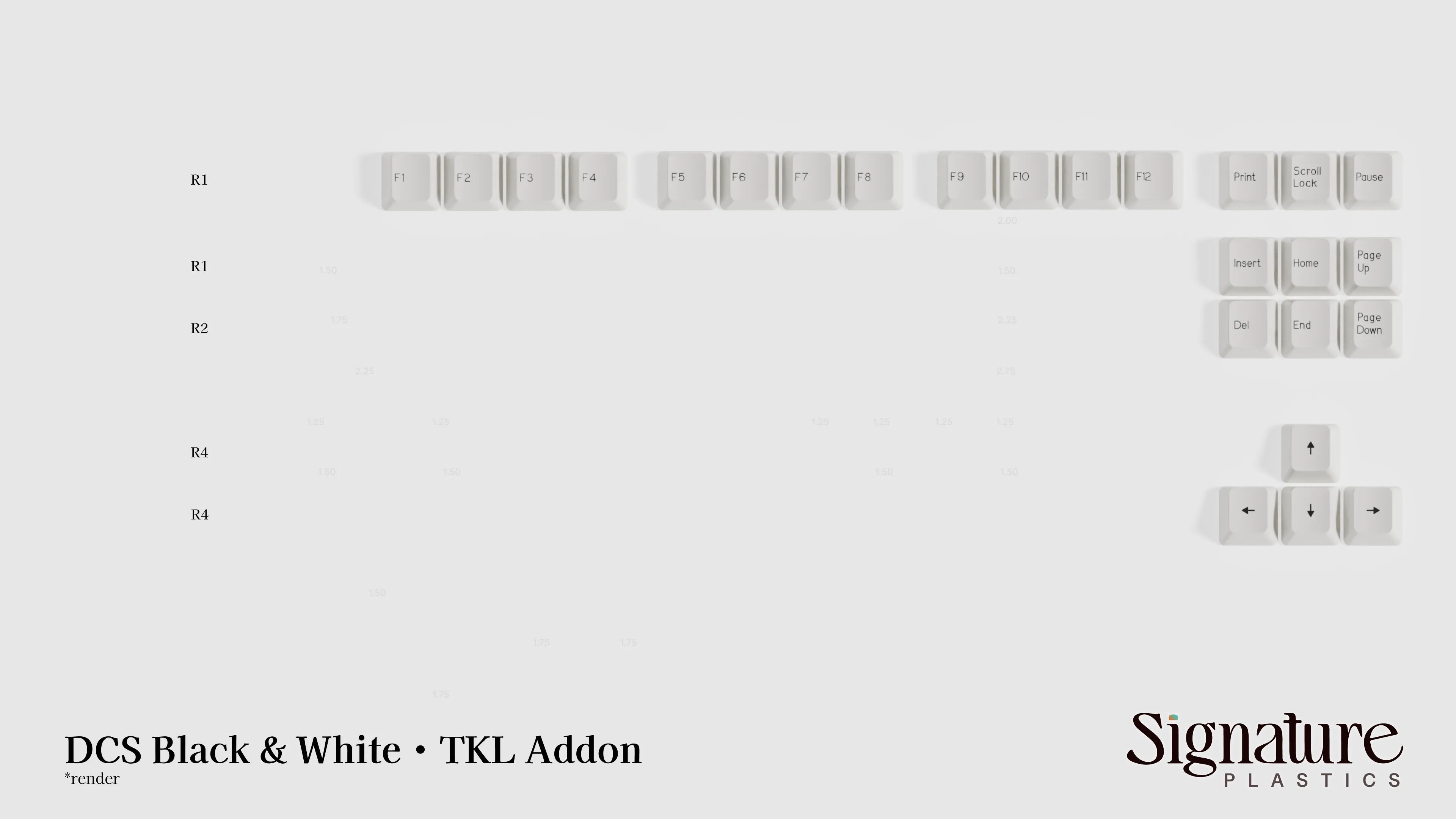 Apos Audio Signature Plastics Keycaps DCS Black & White Keycap Set TKL Addon / White