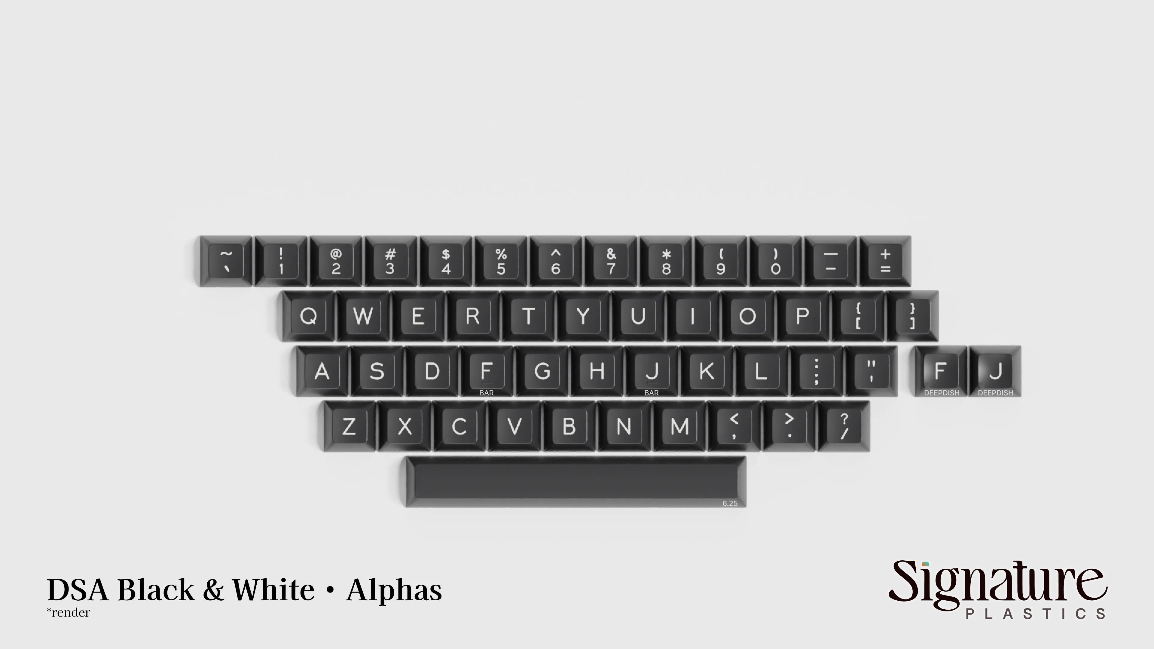 Apos Audio Signature Plastics Keycaps DSA Black & White Keycap Set Alphas / Black
