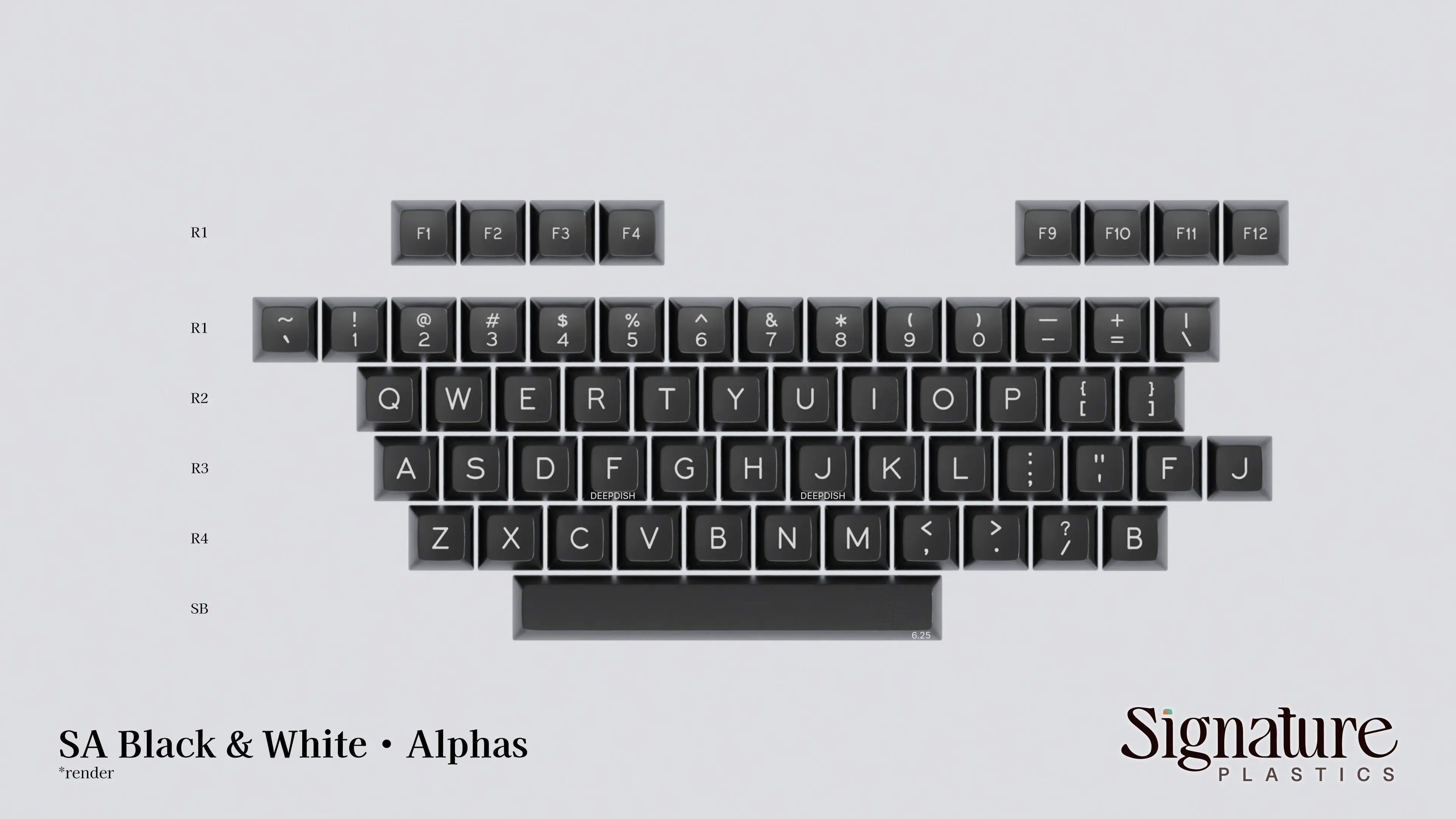 Apos Audio Signature Plastics Keycaps SA Black & White Keycap Set Alphas / Black