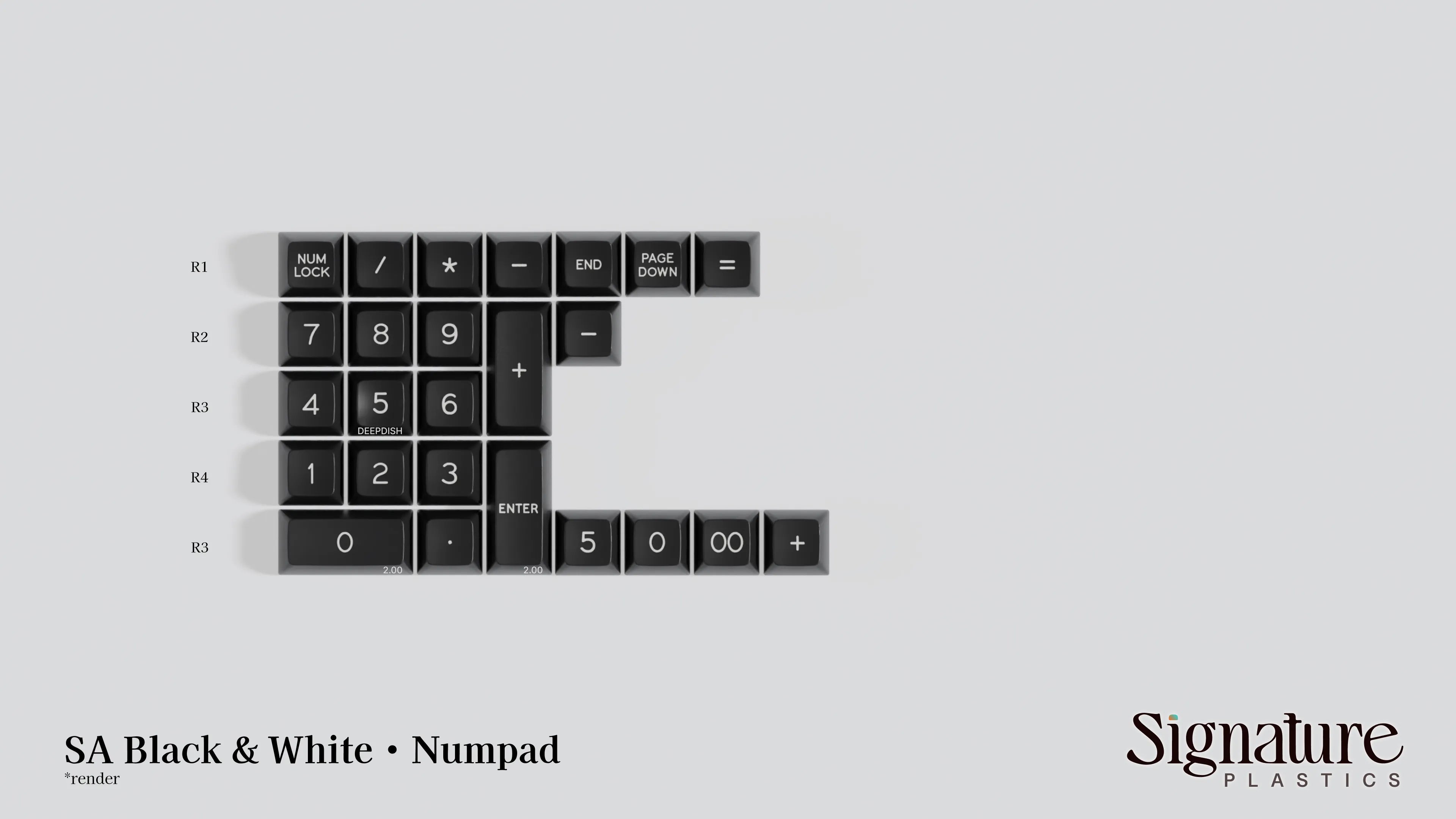 Apos Audio Signature Plastics Keycaps SA Black & White Keycap Set Numpad / Black