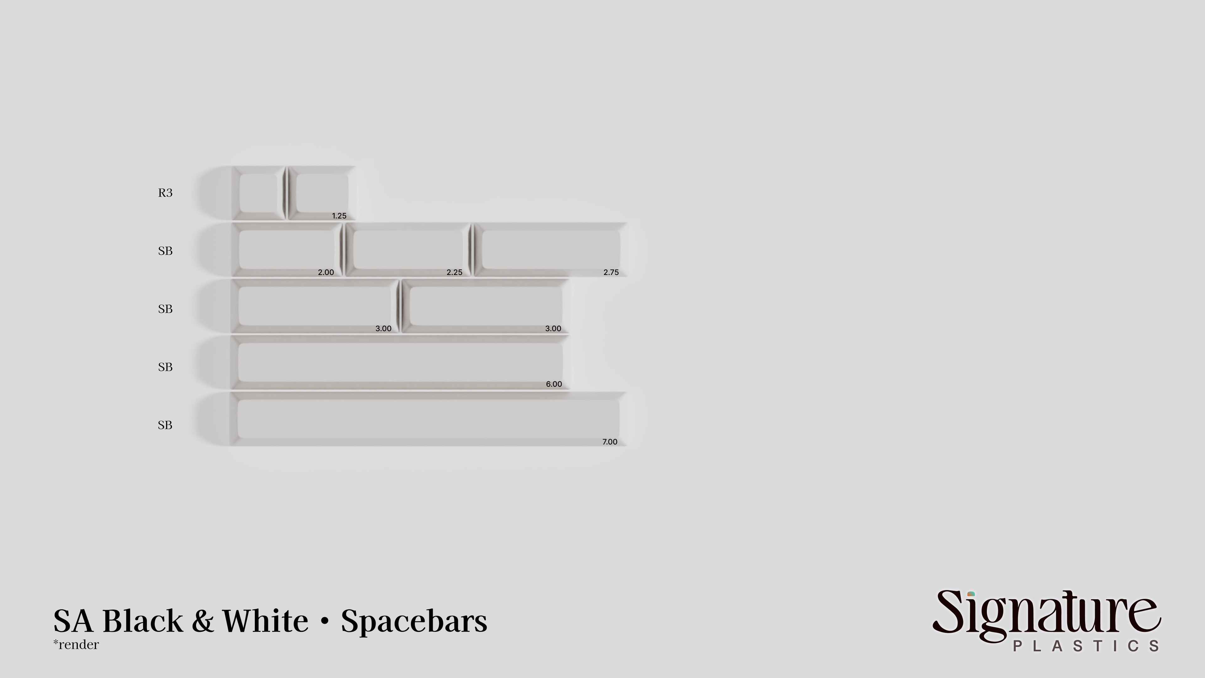 Apos Audio Signature Plastics Keycaps SA Black & White Keycap Set Spacebars / White