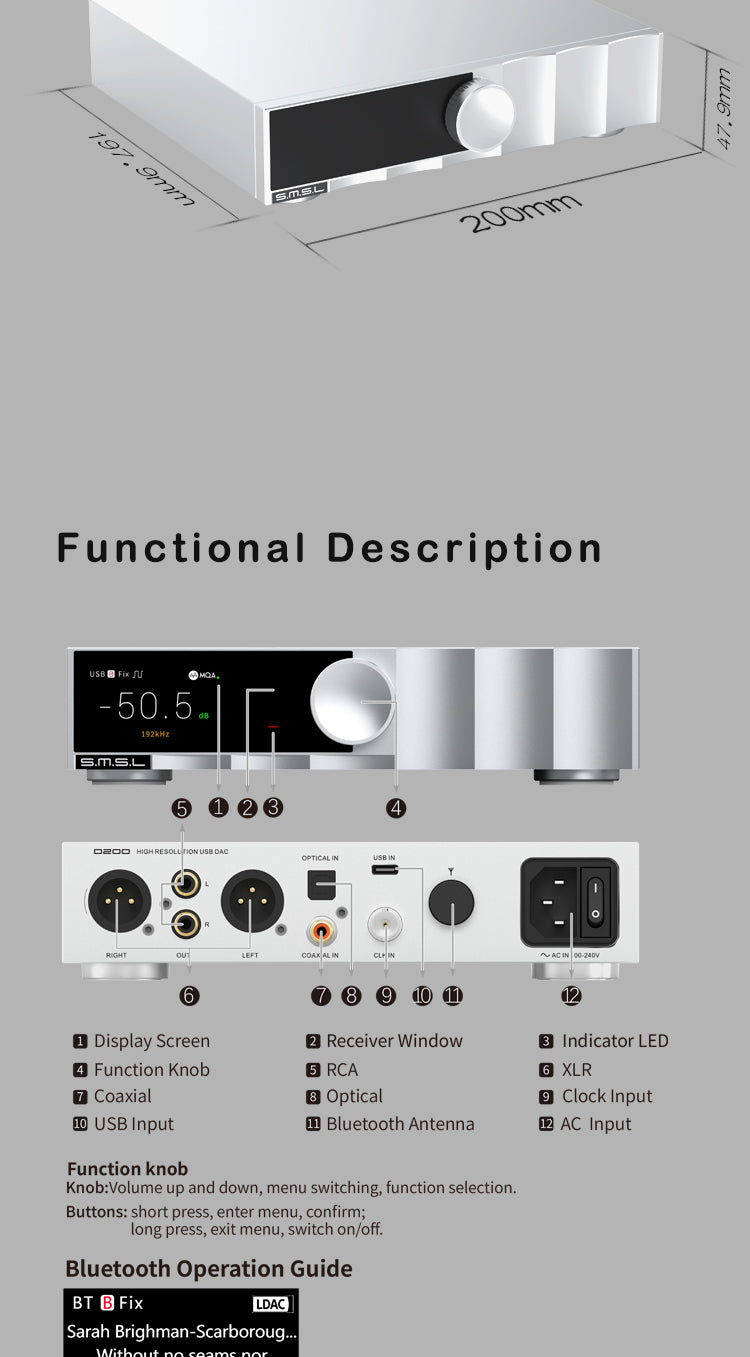 Apos Audio SMSL CD Players & Recorders SMSL D200 Desktop DAC and Pre-Amp
