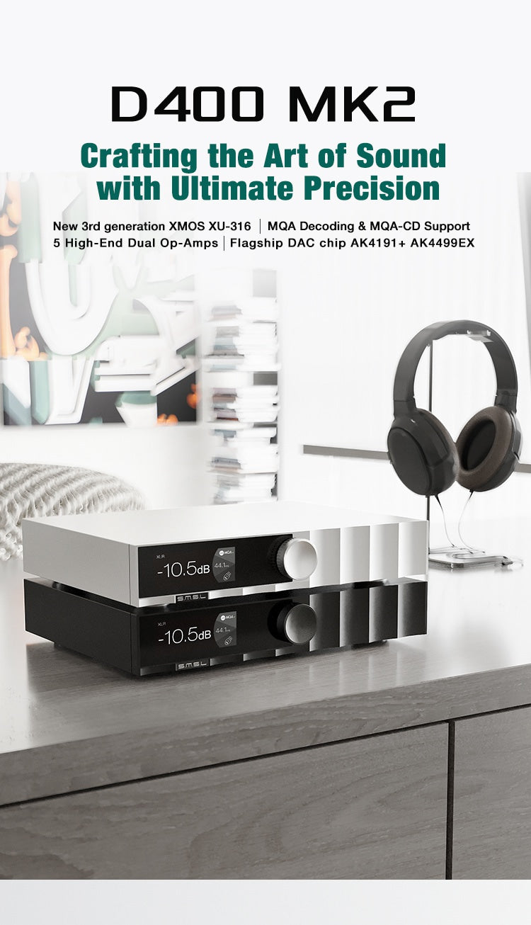 Apos Audio SMSL DAC (Digital-to-Analog Converter) SMSL D400 Mk2 High Resolution USB Desktop DAC