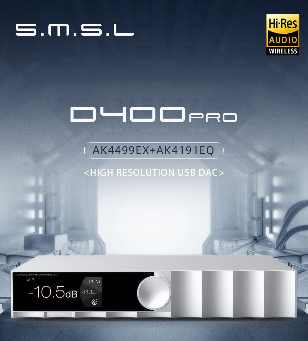 Apos Audio SMSL DAC (Digital-to-Analog Converter) SMSL D400 Pro High Resolution USB Desktop DAC (Apos Certified) Silver - Like New