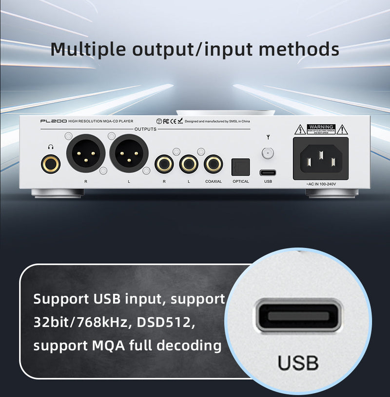 Apos Audio SMSL DAC (Digital-to-Analog Converter) SMSL PL200 MQA-CD Player DAC