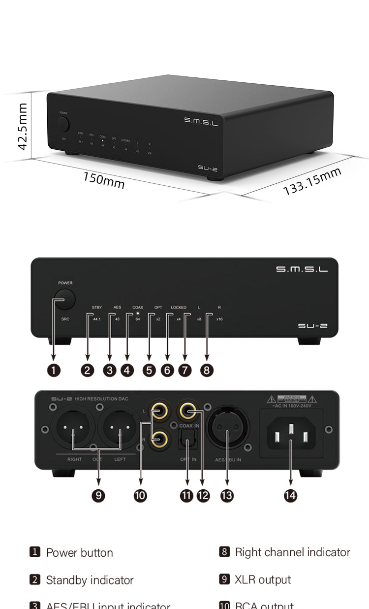 Apos Audio SMSL DAC (Digital-to-Analog Converter) SMSL SU-2 Desktop DAC