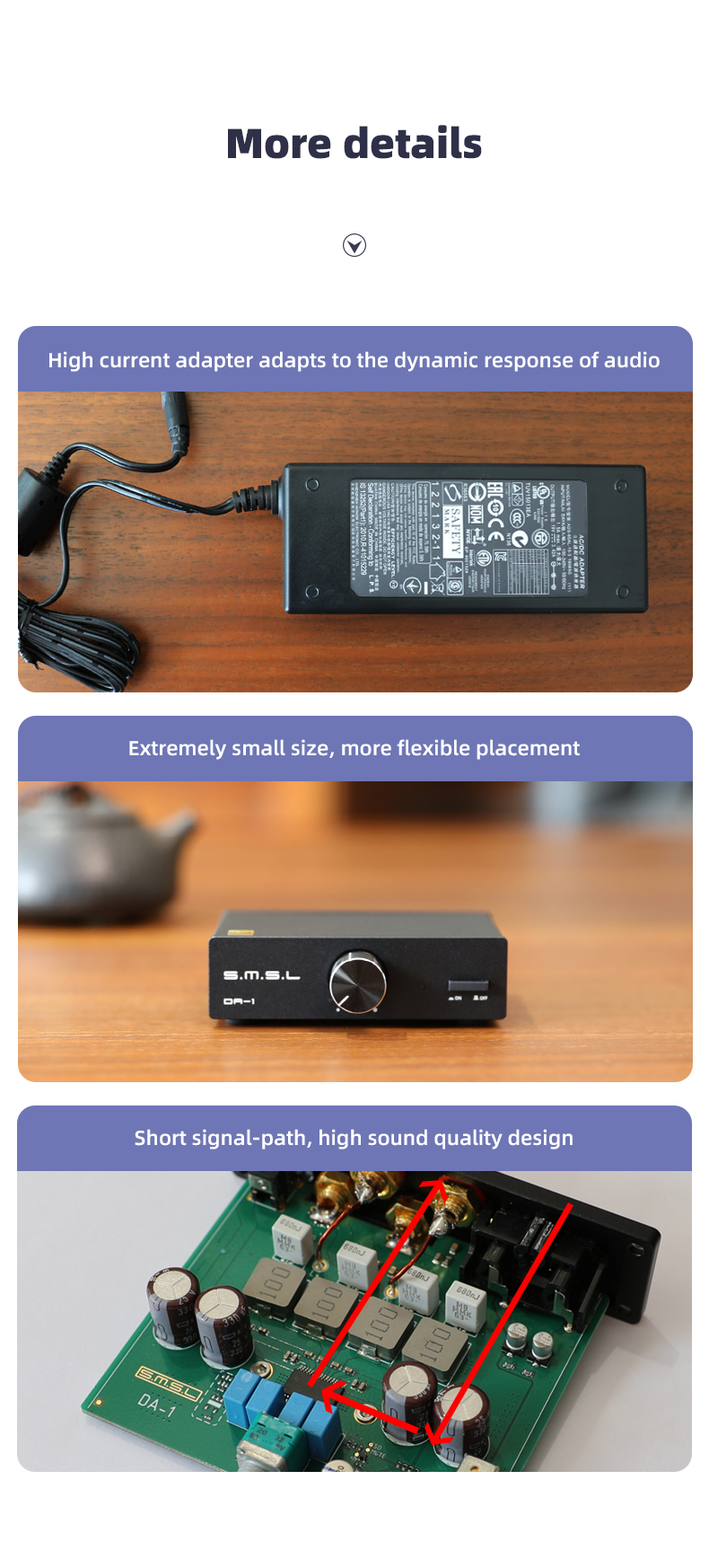 Apos Audio SMSL Headphone Amp SMSL DA-1 High Resolution Power Amplifier