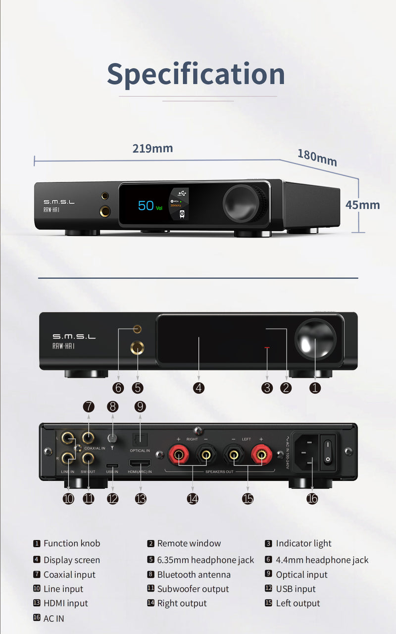 Apos Audio SMSL Headphone Amp SMSL RAW-HA1 Headphone Amplifier