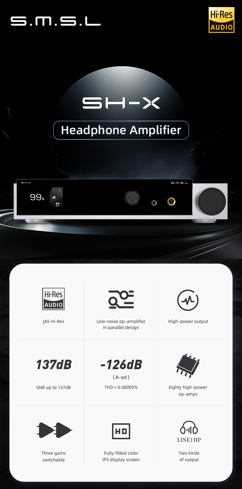 Apos Audio SMSL Headphone Amp SMSL SH-X Desktop Headphone Amplifier