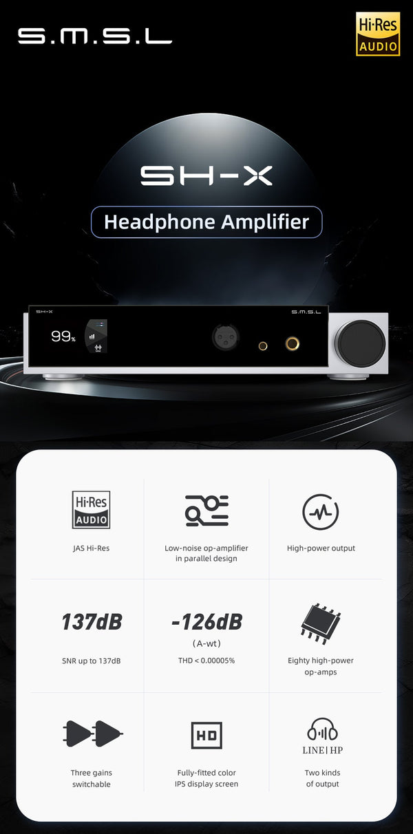 Apos Audio SMSL Headphone Amp SMSL SH-X Desktop Headphone Amplifier
