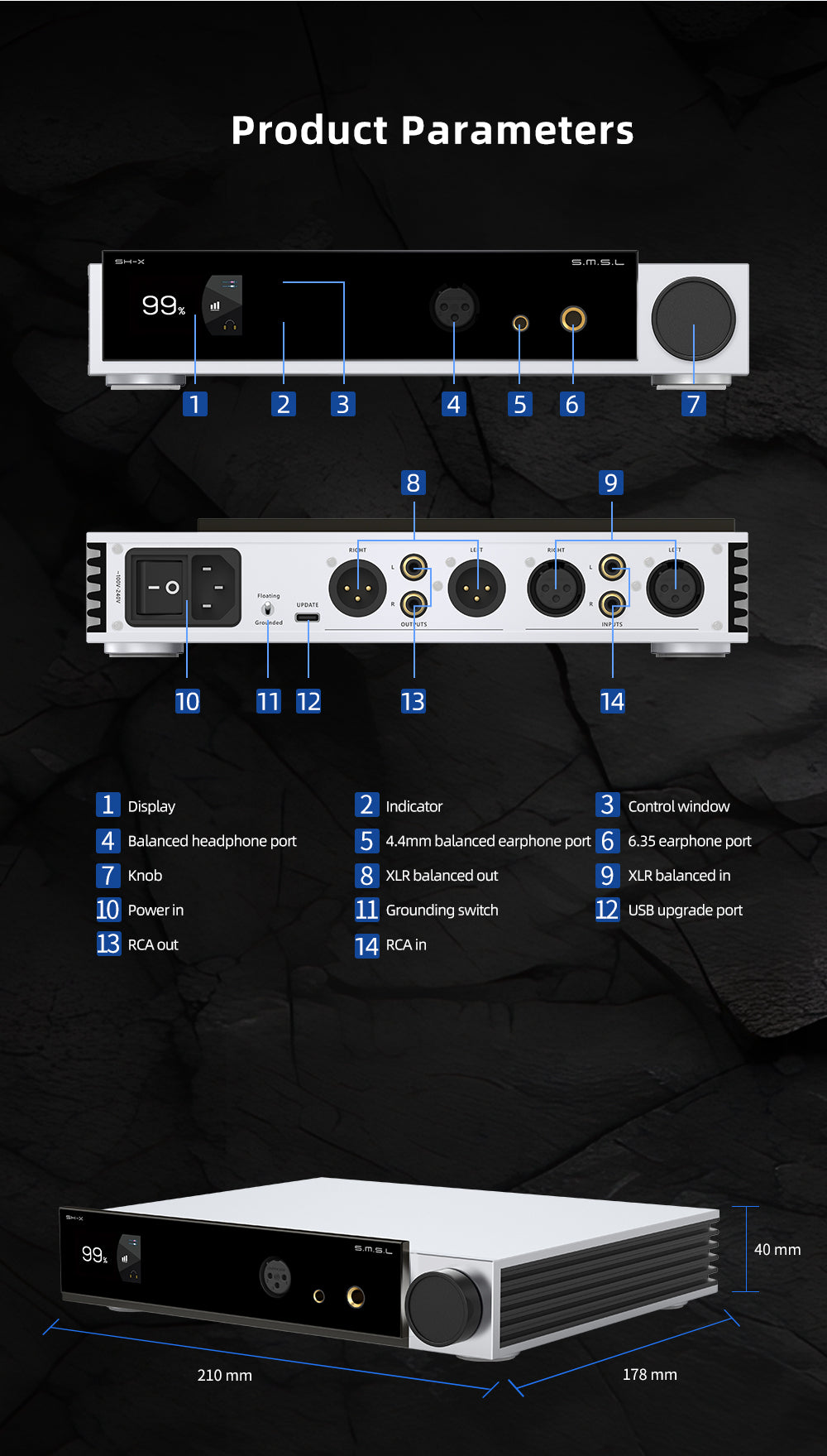 Apos Audio SMSL Headphone Amp SMSL SH-X Desktop Headphone Amplifier