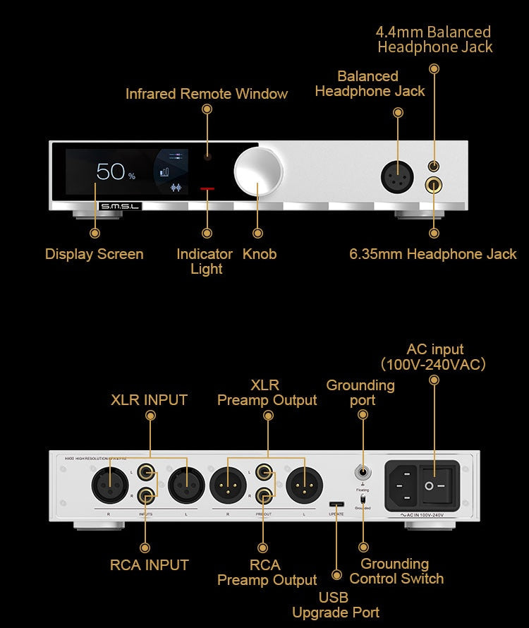 Apos Audio SMSL Headphone DAC/Amp SMSL H400 Headphone Amplifier