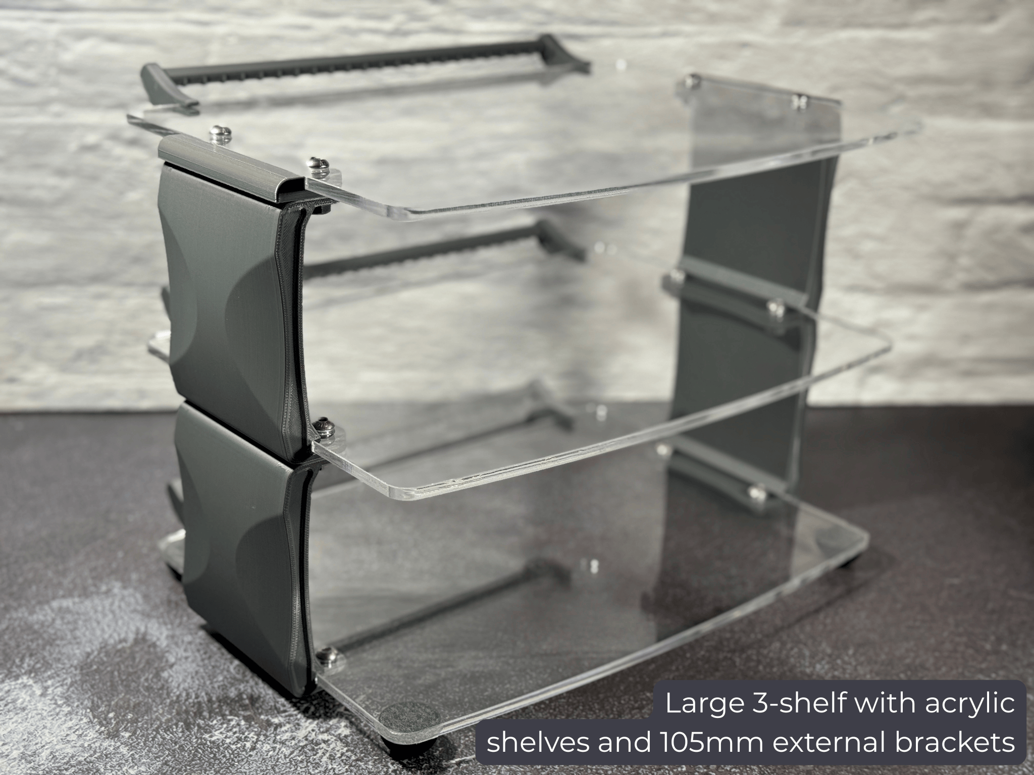 Apos Audio Sound Solver Audio Rack Sound Solver Large Desktop Audio Rack | External Brackets | Acrylic Shelves