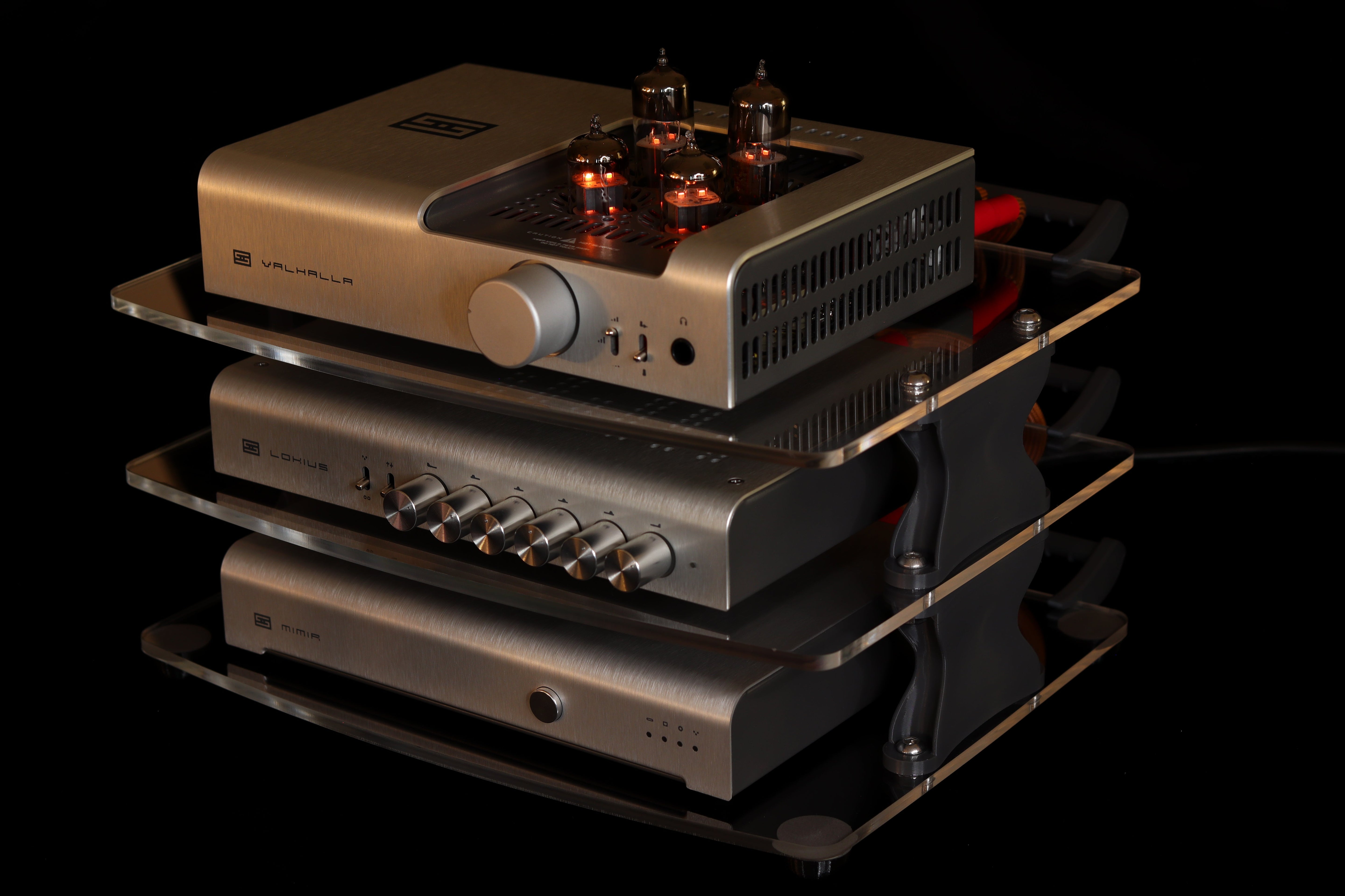 Apos Audio Sound Solver Audio Rack Sound Solver Large Desktop Audio Rack | Internal Brackets | Acrylic Shelves