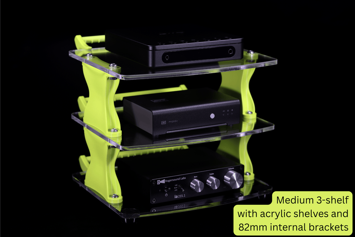 Sound Solver Medium Desktop Audio Rack | Internal Brackets | Acrylic S