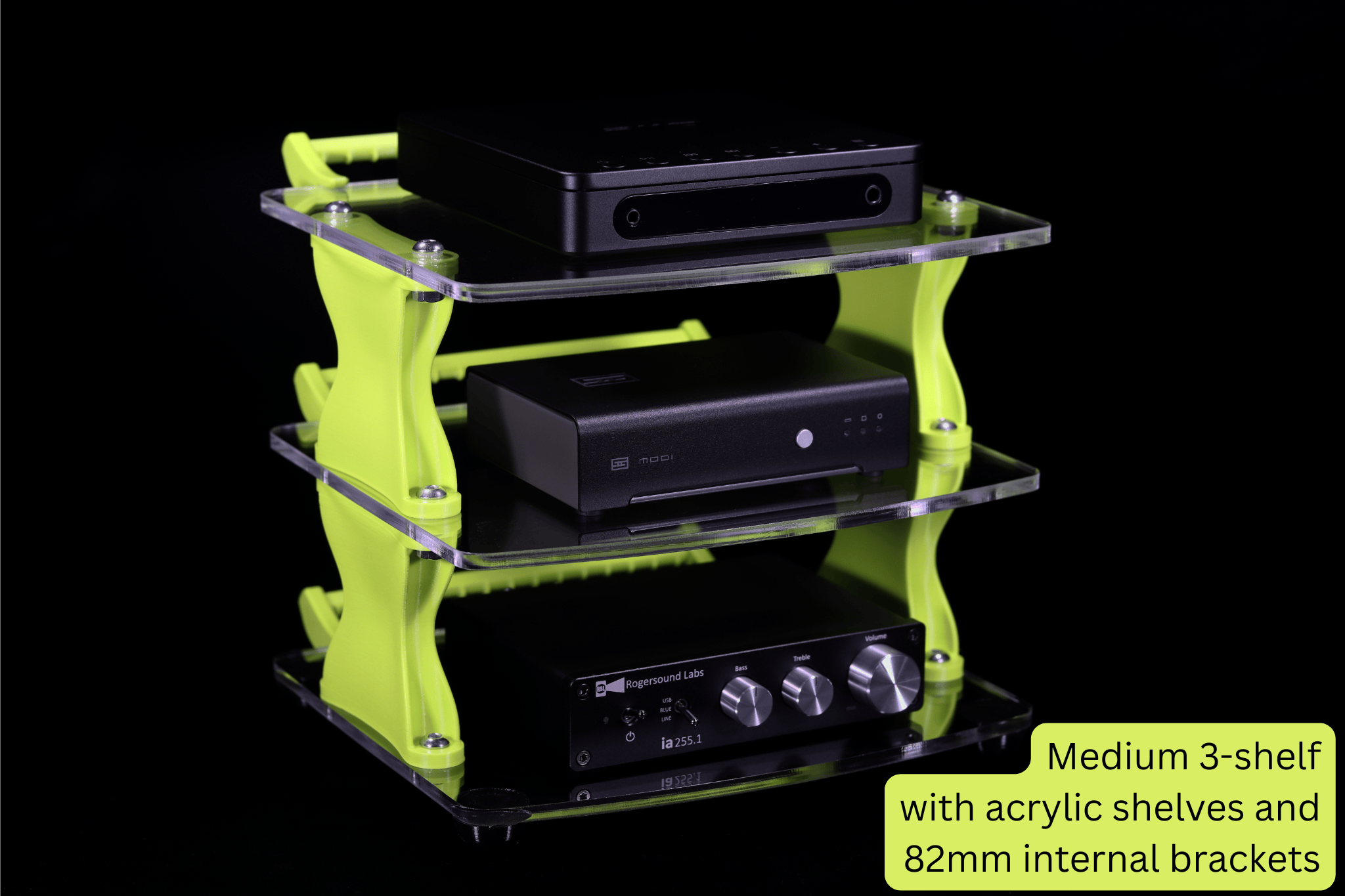 Apos Audio Sound Solver Audio Rack Sound Solver Medium Desktop Audio Rack | Internal Brackets | Acrylic Shelves