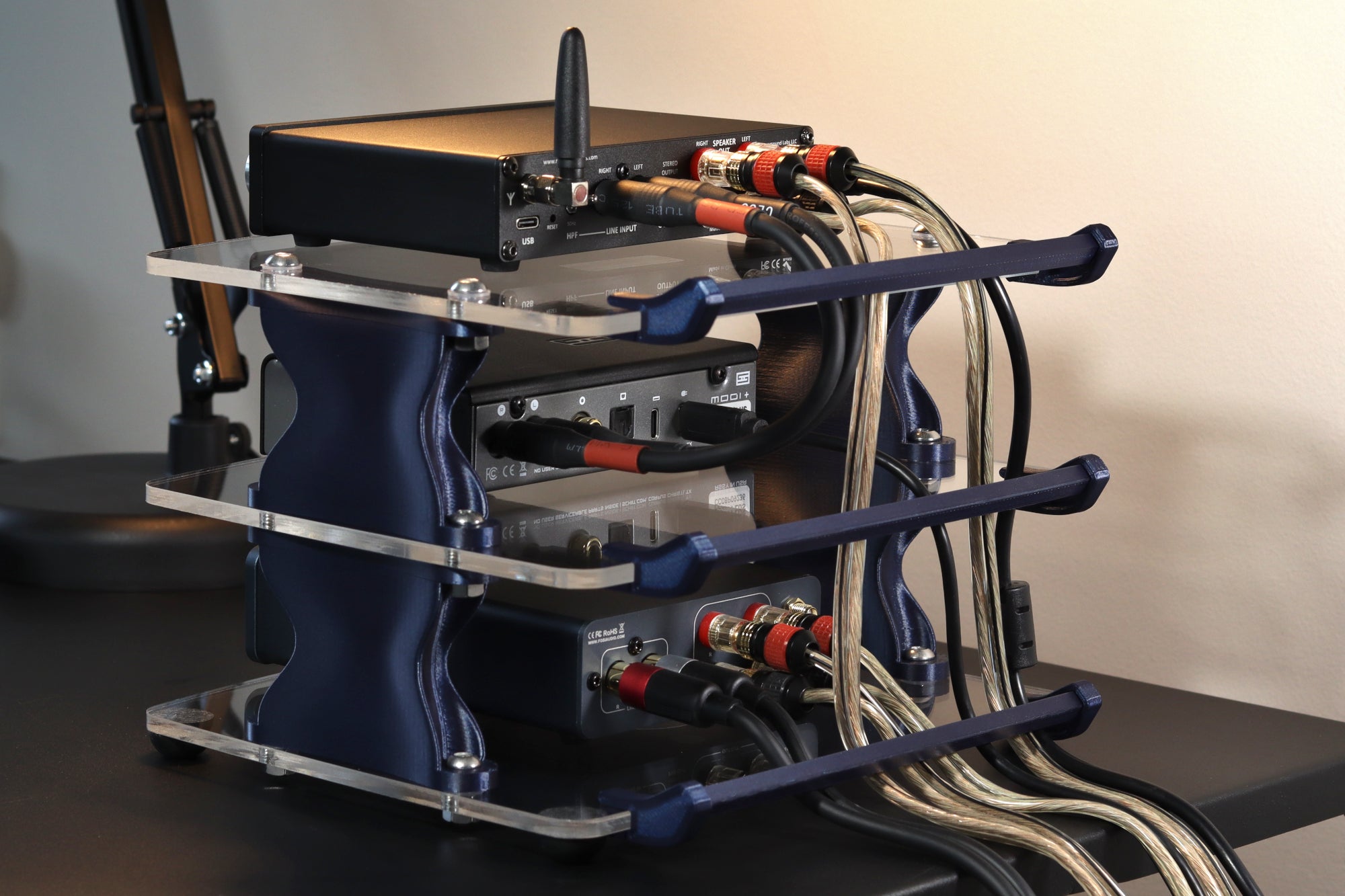 Apos Audio Sound Solver Audio Rack Sound Solver Medium Desktop Audio Rack | Internal Brackets | Acrylic Shelves