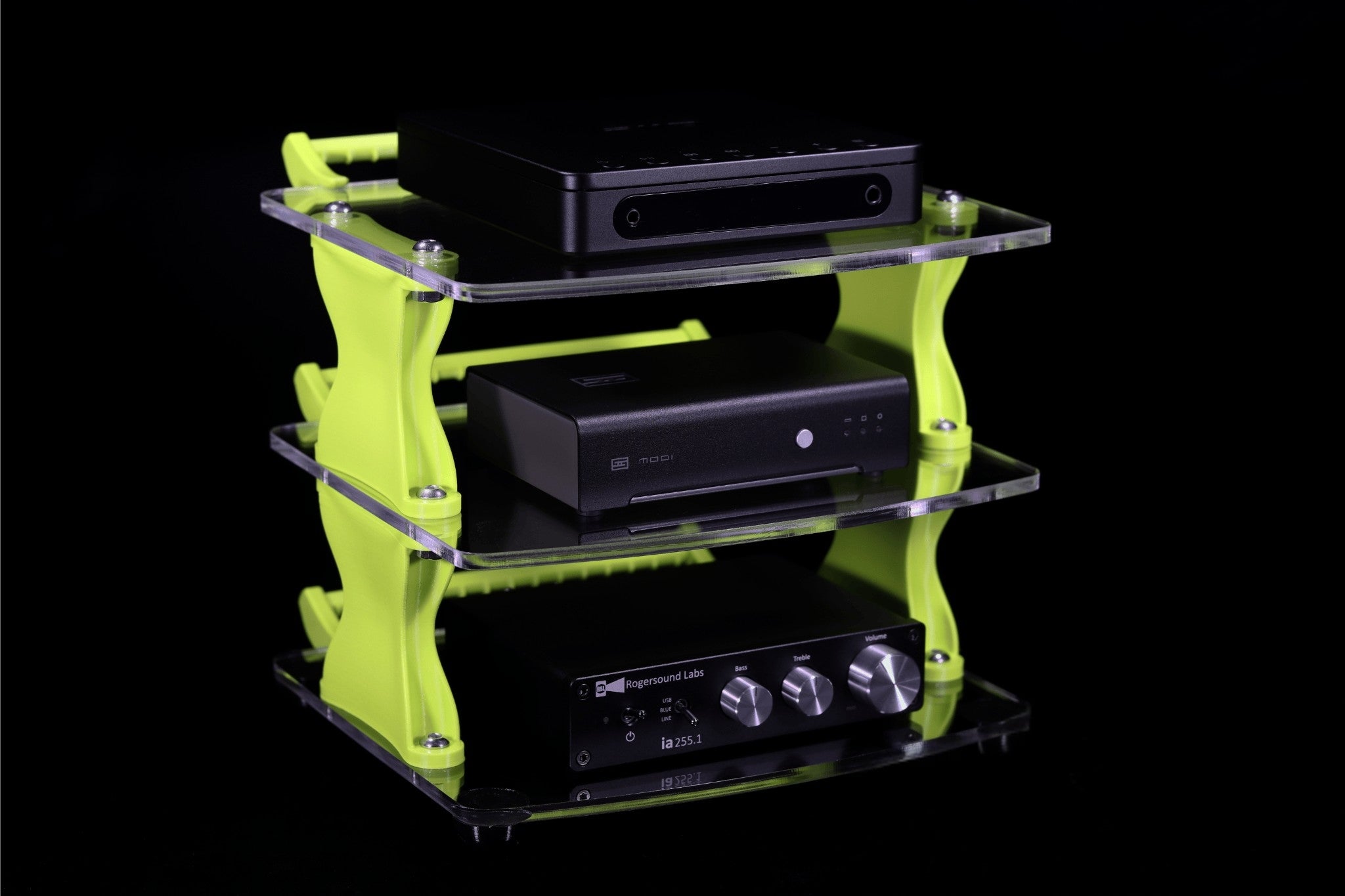 Apos Audio Sound Solver Audio Rack Sound Solver Medium Desktop Audio Rack | Internal Brackets | Acrylic Shelves