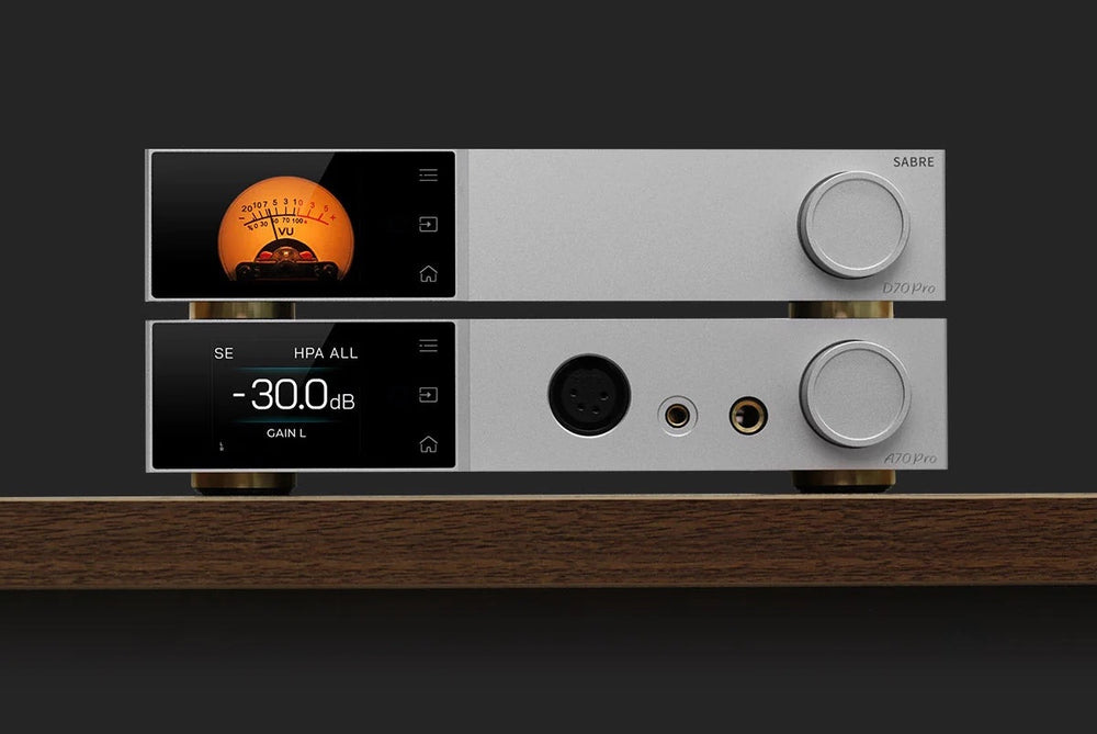 TOPPING D70 Pro SABRE DAC & TOPPING A70 Pro Headphone Amplifier Stack on Apos Audio