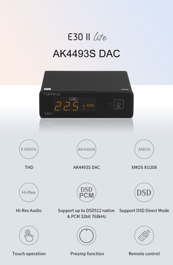 Apos Audio TOPPING DAC (Digital-to-Analog Converter) TOPPING E30 II Lite AK4493S DAC (Digital-to-Analog-Converter)