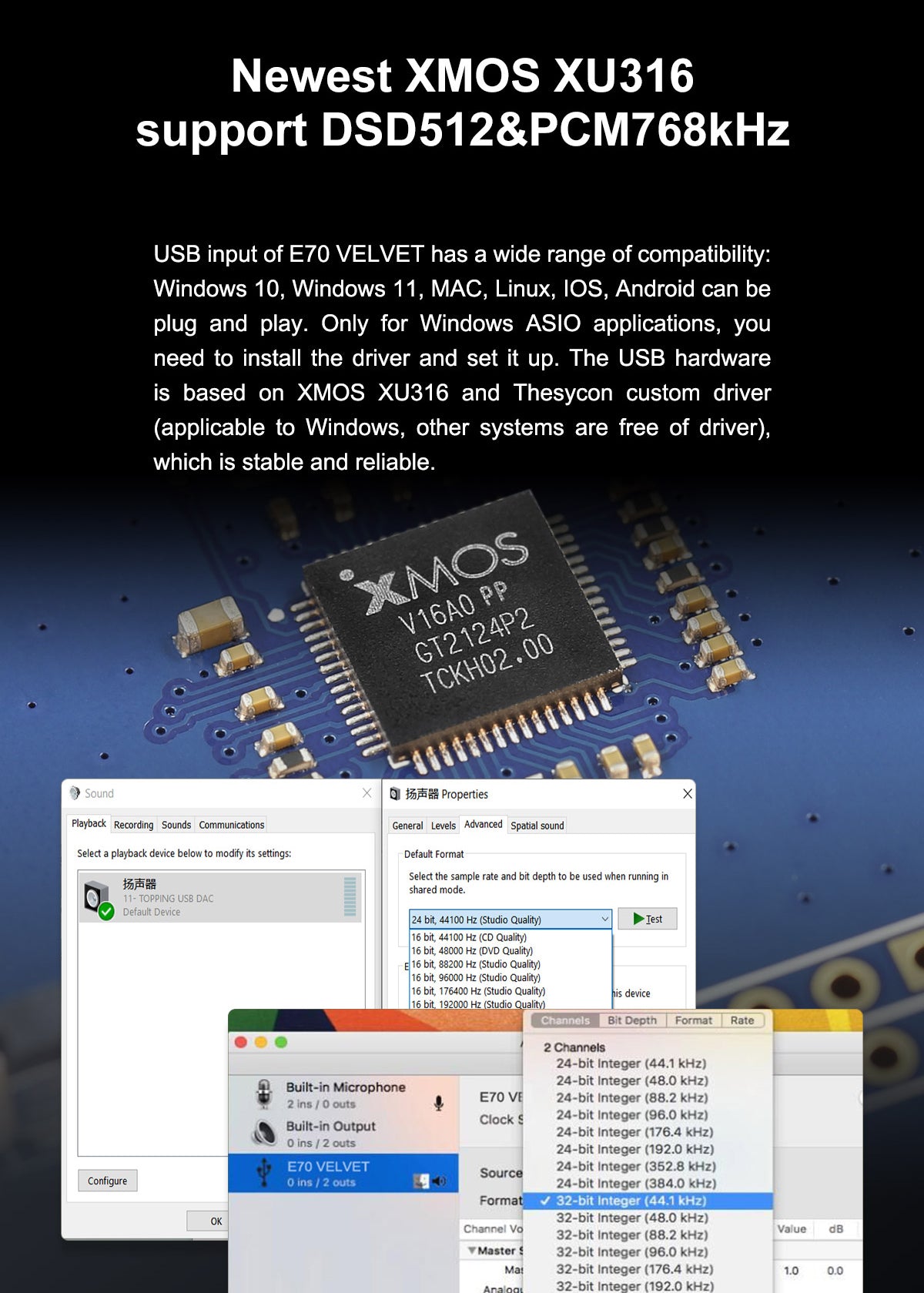 Apos Audio TOPPING DAC (Digital-to-Analog Converter) TOPPING E70 VELVET AK4499EX Desktop DAC (Apos Certified)