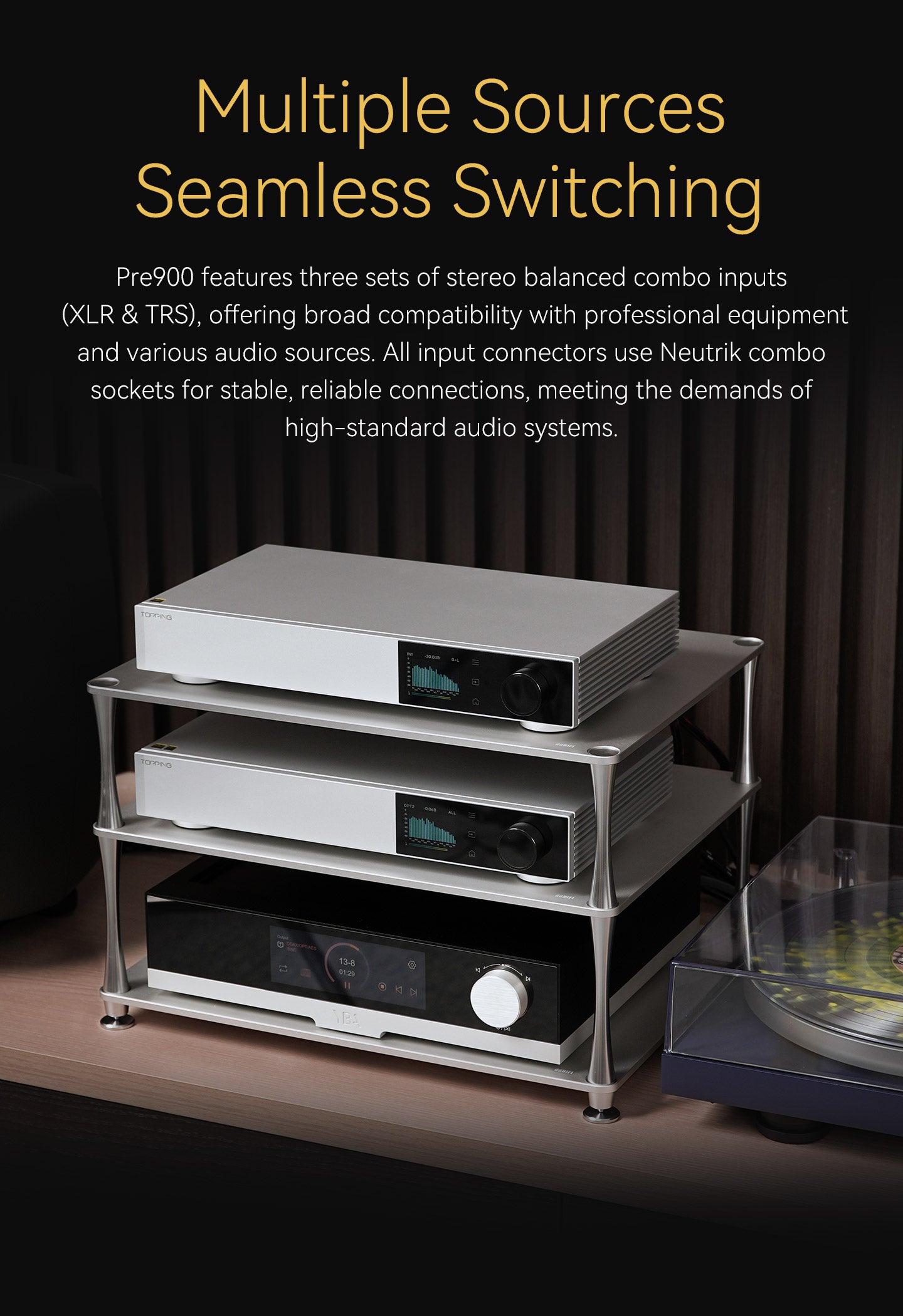 Apos Audio TOPPING Preamplifier TOPPING Pre900 Fully-Balanced Desktop Pre-Amplifier