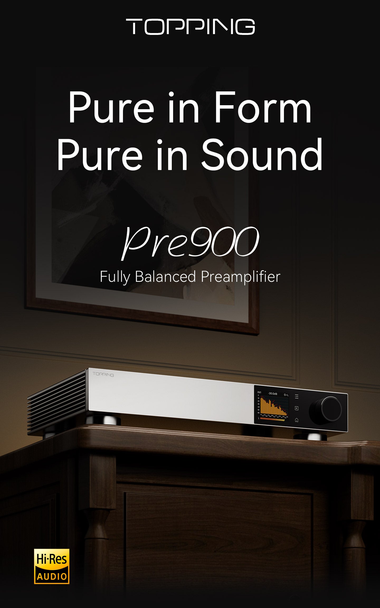 Apos Audio TOPPING Preamplifier TOPPING Pre900 Fully-Balanced Desktop Pre-Amplifier