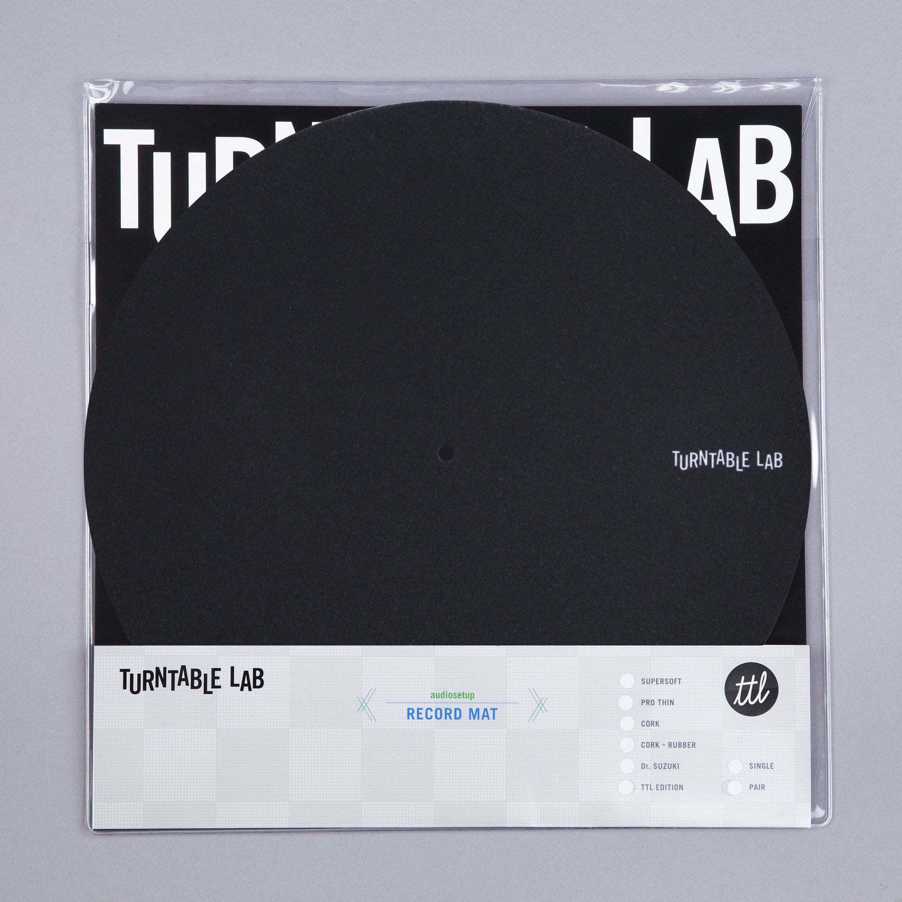 Apos Audio TurntableLab.com Accessory Turntable Lab: Pro Thin Slipmat Record Mats (Technics Style) - Black Pair