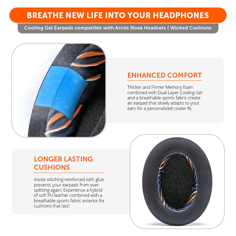 Apos Audio Wicked Cushions Cooling Gel Ear Pads Arctis Nova Earpads - WC FreeZe Cooling Gel
