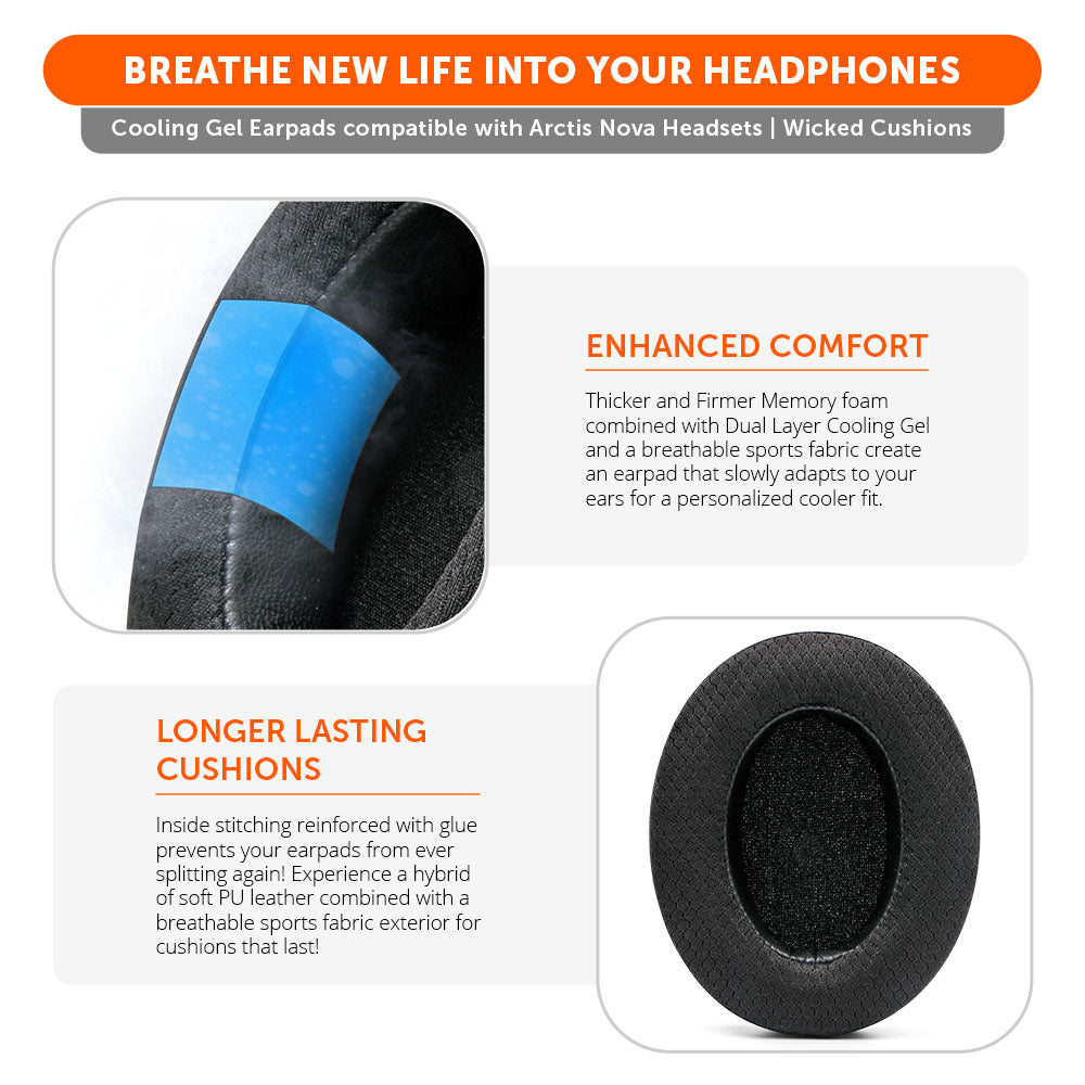 Apos Audio Wicked Cushions Cooling Gel Ear Pads Arctis Nova Earpads - WC FreeZe Cooling Gel