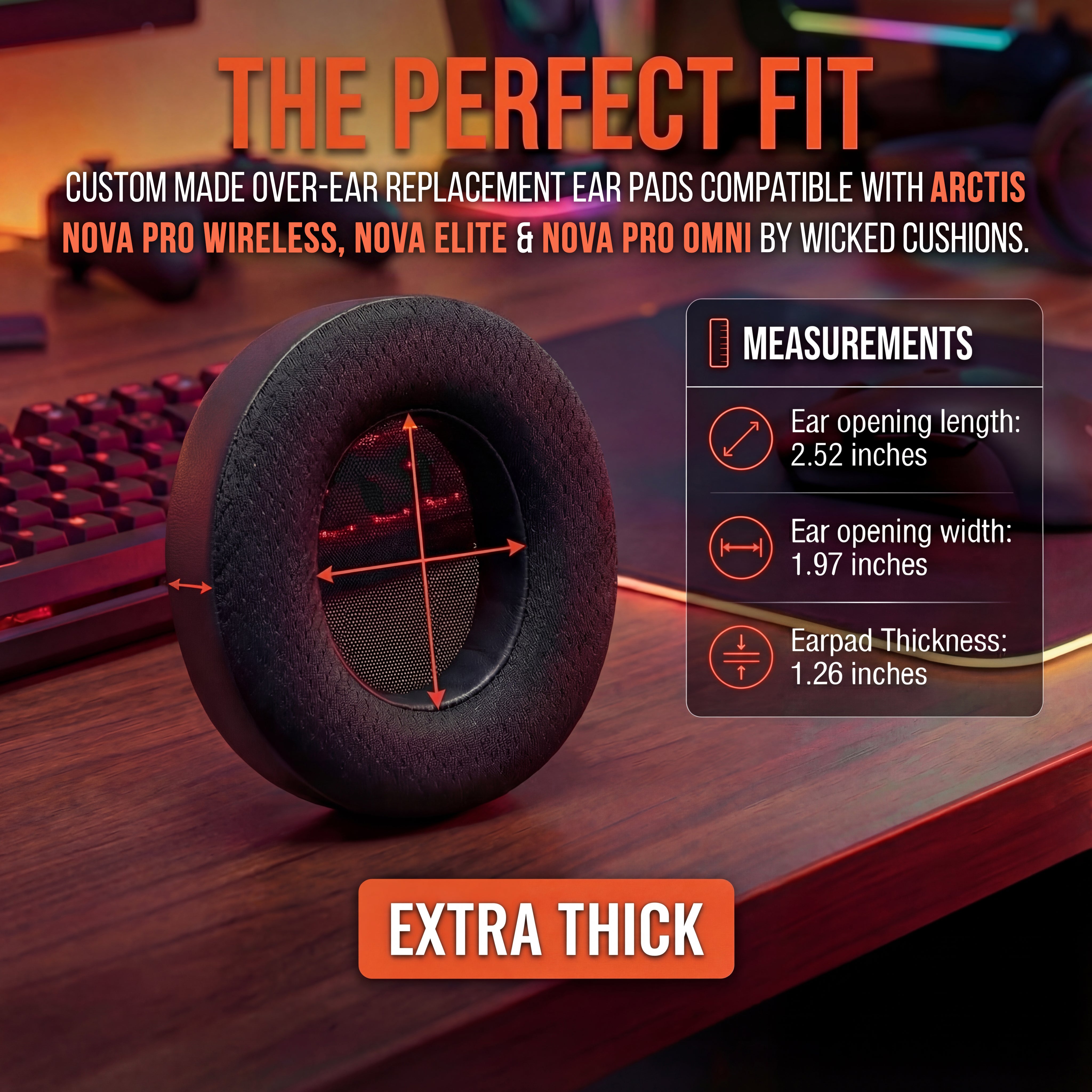Apos Audio Wicked Cushions Cooling Gel Ear Pads Arctis Nova Pro Wireless, Nova Elite & Nova Pro Omni Earpads - WC FreeZe Cooling Gel