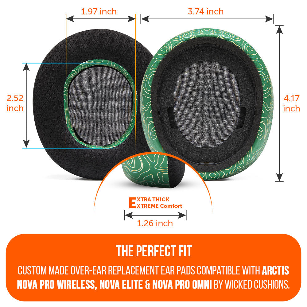 Apos Audio Wicked Cushions Cooling Gel Ear Pads Arctis Nova Pro Wireless, Nova Elite & Nova Pro Omni Earpads - WC FreeZe Cooling Gel