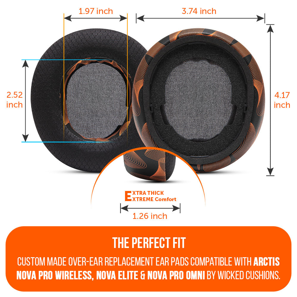 Apos Audio Wicked Cushions Cooling Gel Ear Pads Arctis Nova Pro Wireless, Nova Elite & Nova Pro Omni Earpads - WC FreeZe Cooling Gel