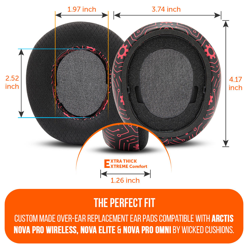 Apos Audio Wicked Cushions Cooling Gel Ear Pads Arctis Nova Pro Wireless, Nova Elite & Nova Pro Omni Earpads - WC FreeZe Cooling Gel