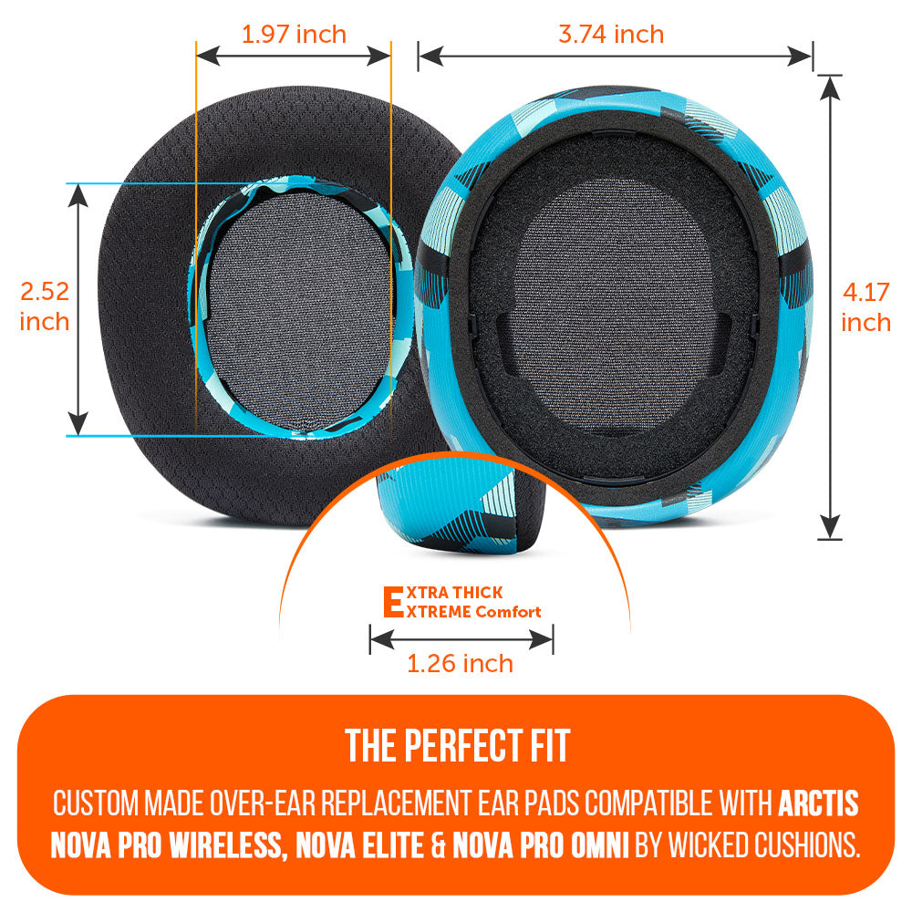 Apos Audio Wicked Cushions Cooling Gel Ear Pads Arctis Nova Pro Wireless, Nova Elite & Nova Pro Omni Earpads - WC FreeZe Cooling Gel
