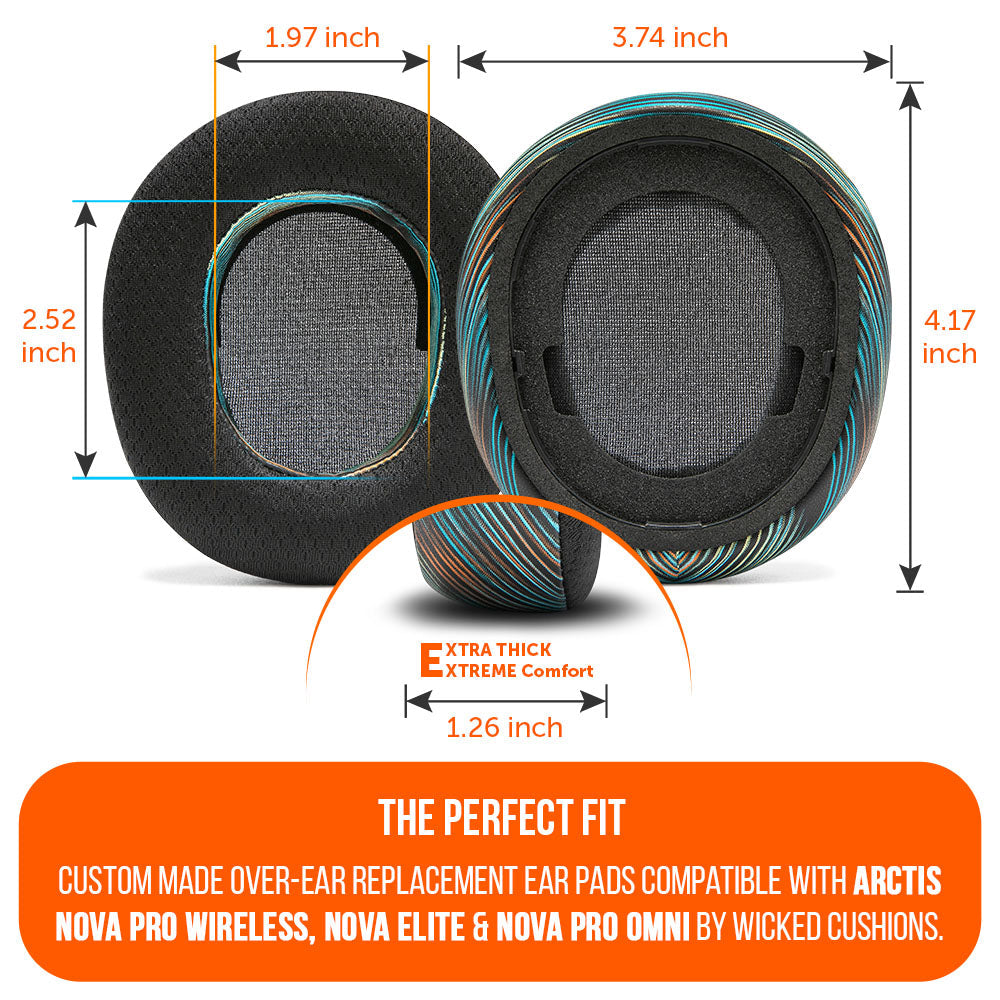 Apos Audio Wicked Cushions Cooling Gel Ear Pads Arctis Nova Pro Wireless, Nova Elite & Nova Pro Omni Earpads - WC FreeZe Cooling Gel