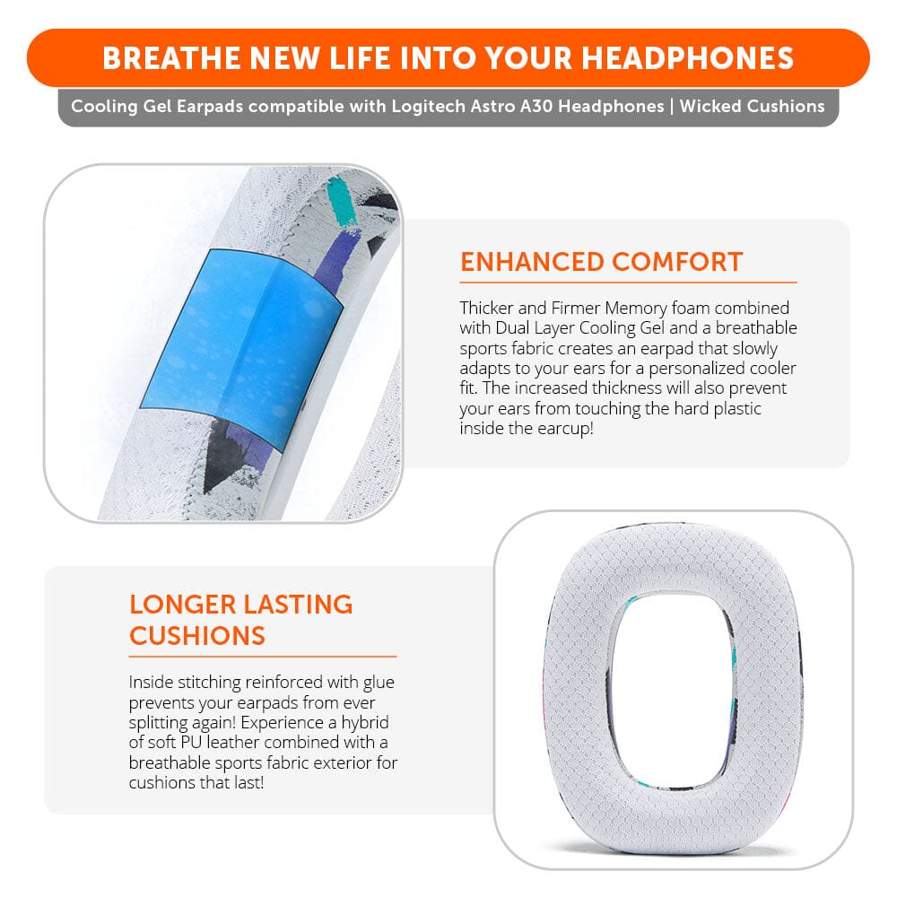 Apos Audio Wicked Cushions Cooling Gel Ear Pads Astro A30 Earpads - WC FreeZe Cooling Gel