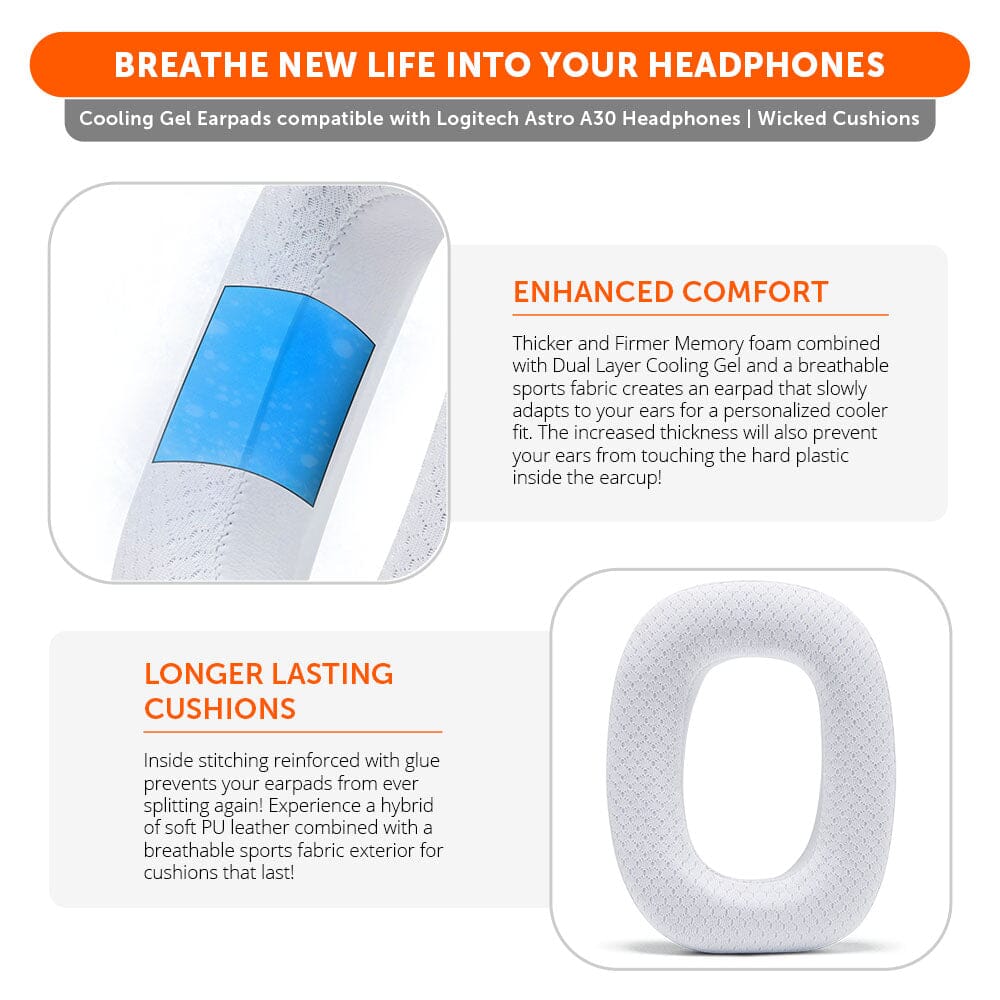 Apos Audio Wicked Cushions Cooling Gel Ear Pads Astro A30 Earpads - WC FreeZe Cooling Gel