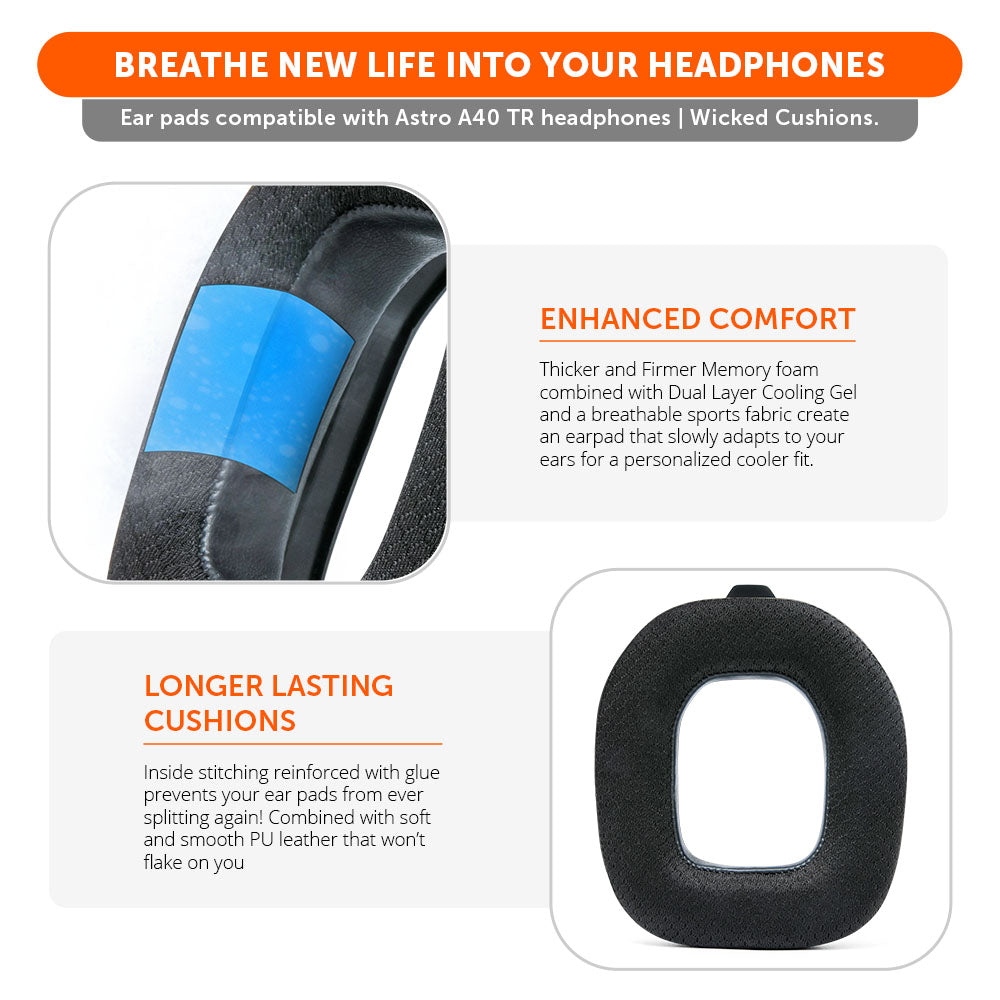 Apos Audio Wicked Cushions Cooling Gel Ear Pads Astro A40 TR Earpads - WC FreeZe Cooling Gel