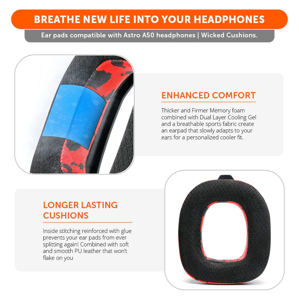 Apos Audio Wicked Cushions Cooling Gel Ear Pads Astro A50 Gen 4, Gen 5 and A50X Earpads - WC FreeZe Cooling Gel