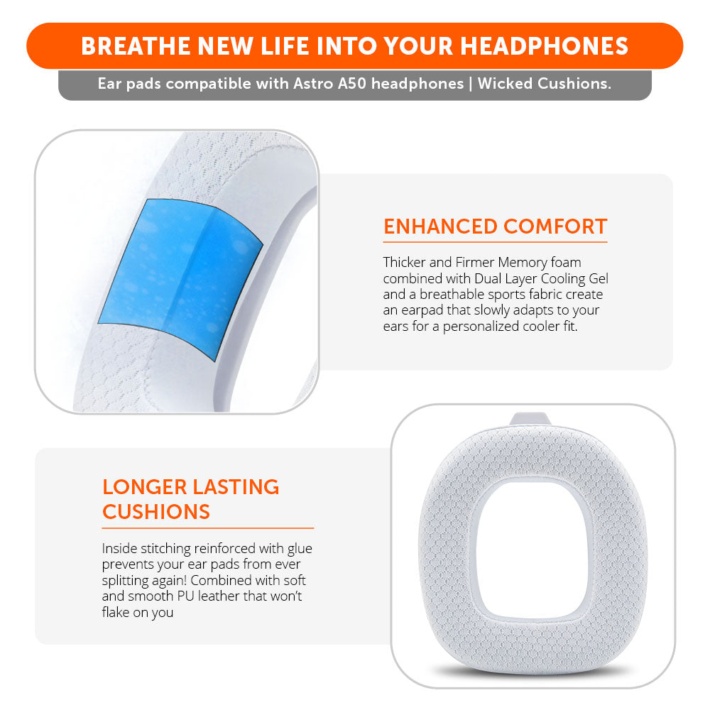 Apos Audio Wicked Cushions Cooling Gel Ear Pads Astro A50 Gen 4, Gen 5 and A50X Earpads - WC FreeZe Cooling Gel